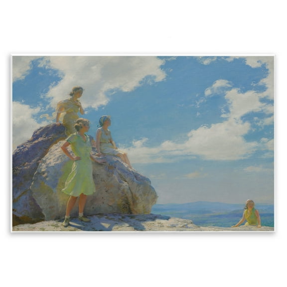 Stupell Industries Classical Family by Rocks People Painting Unframed Art Print Wall Art, 15 x 10