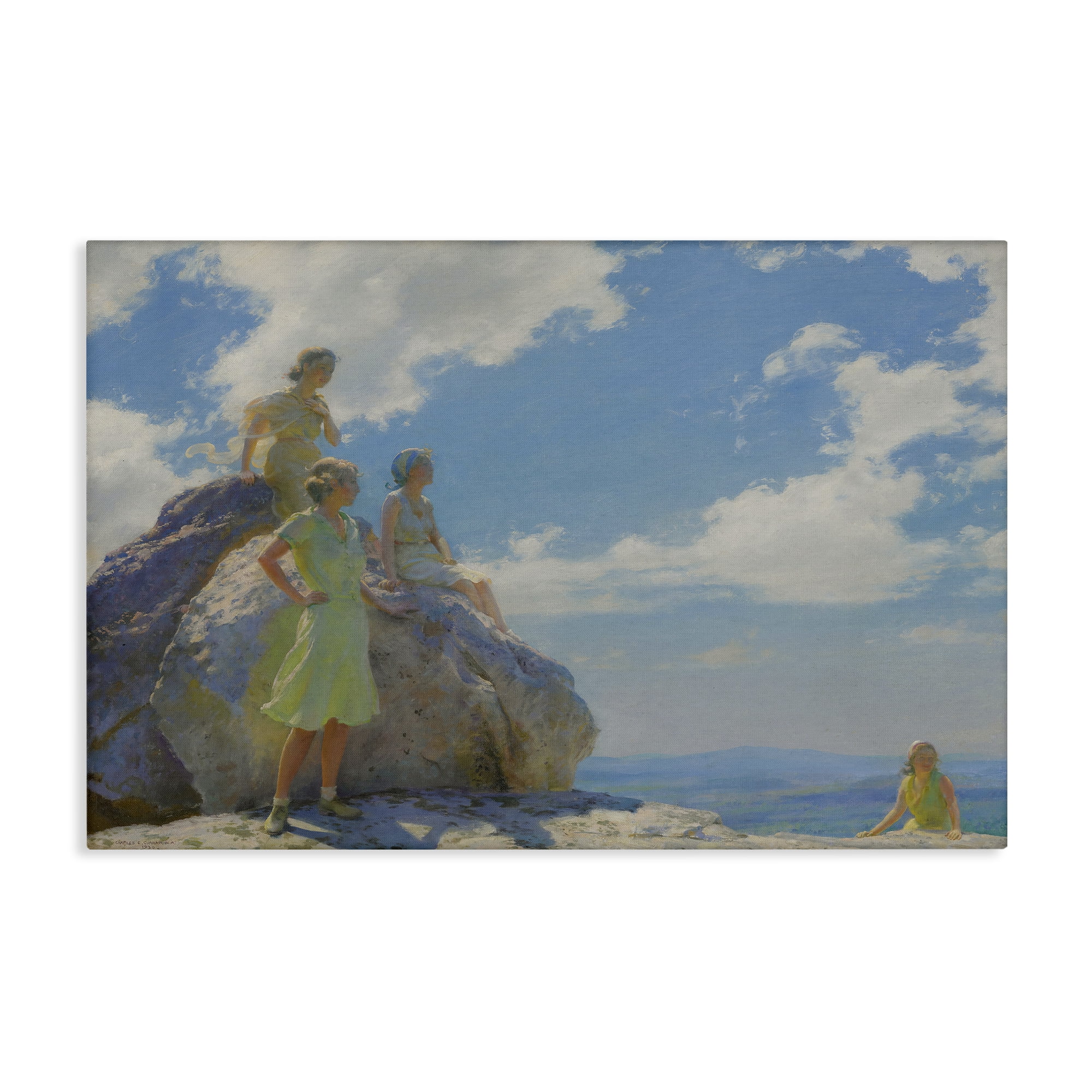 Stupell Industries Classical Family by Rocks People Painting Wrapped Canvas Art Print Wall Art, 24 x 16