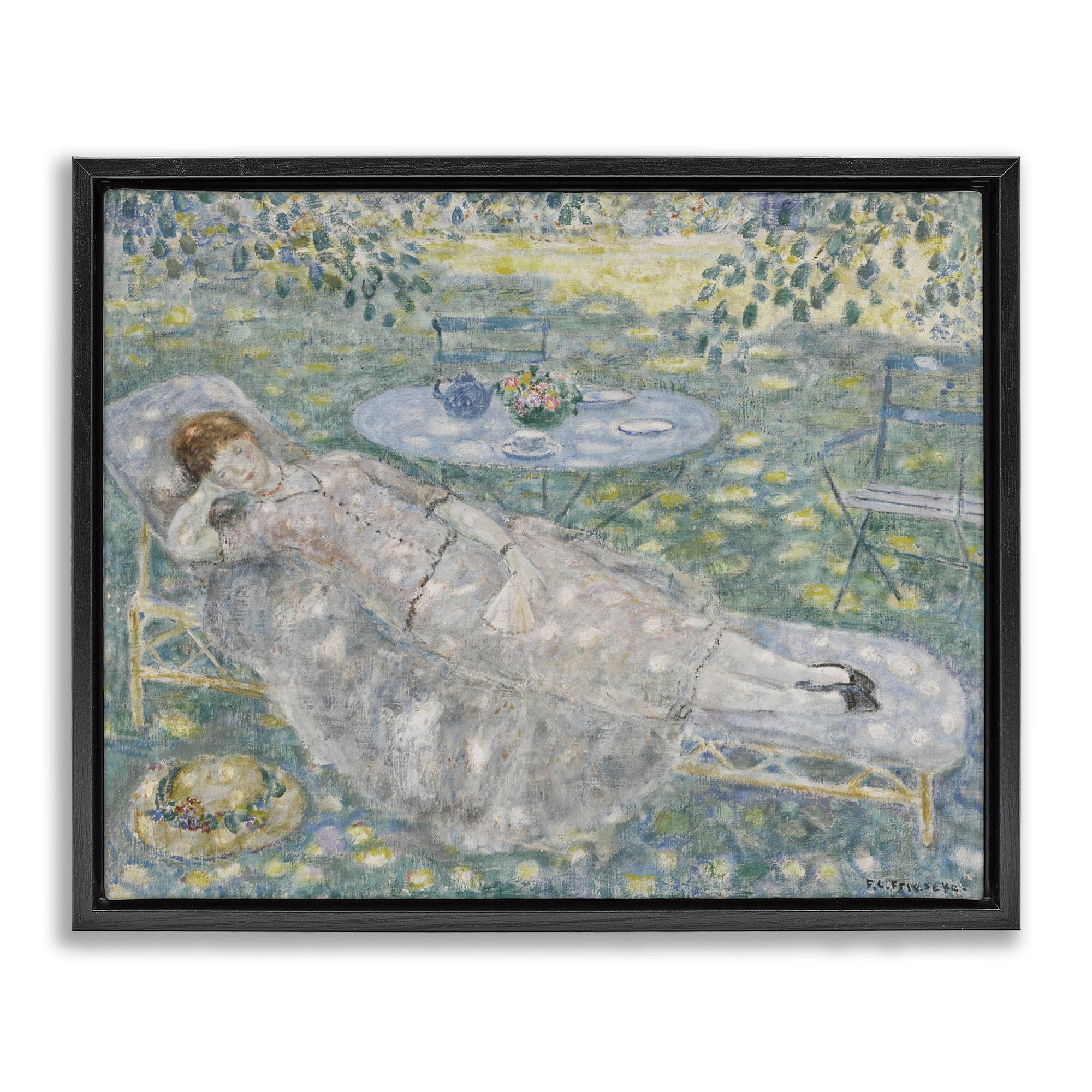 Stupell Industries Classical Frieseke Portrait Landscape & Nature Painting Black Floater Framed Canvas Art Print Wall Art, 31 x 25