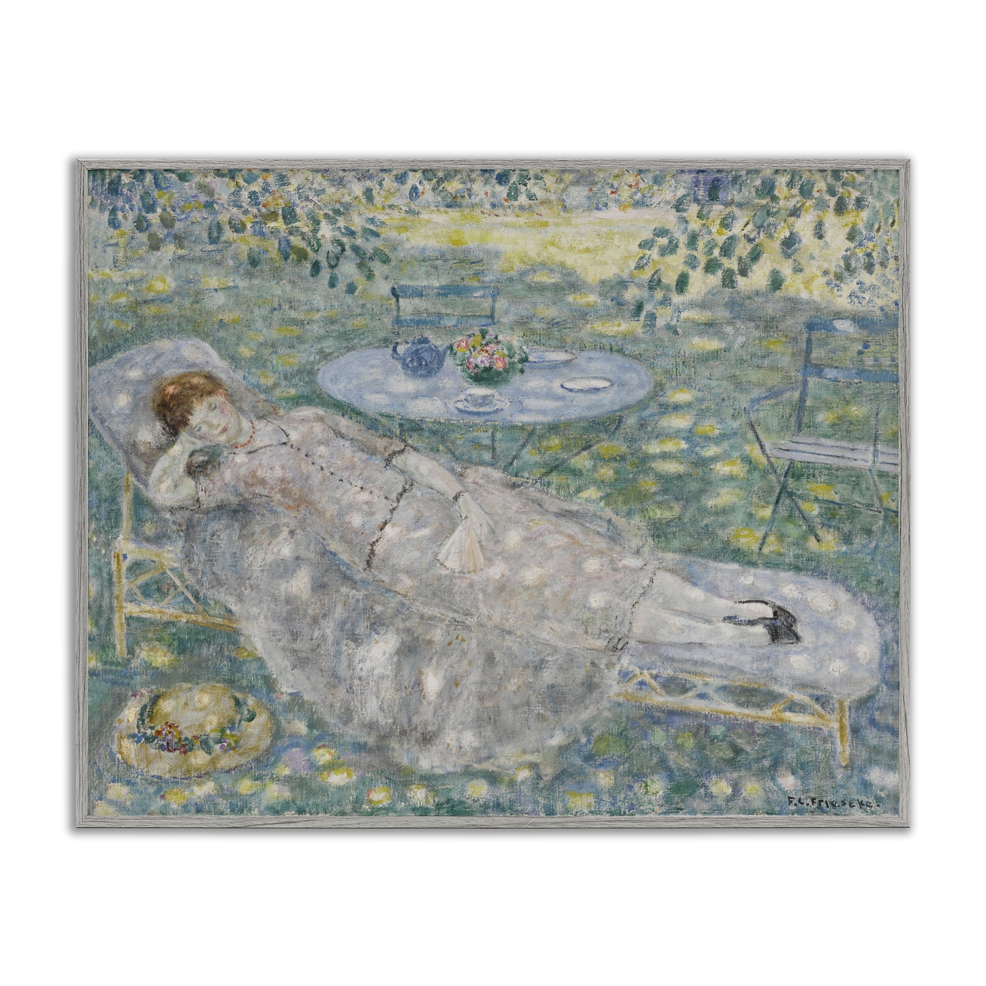 Stupell Industries Classical Frieseke Portrait Landscape & Nature Painting Gray Framed Art Print Wall Art, 14 x 11