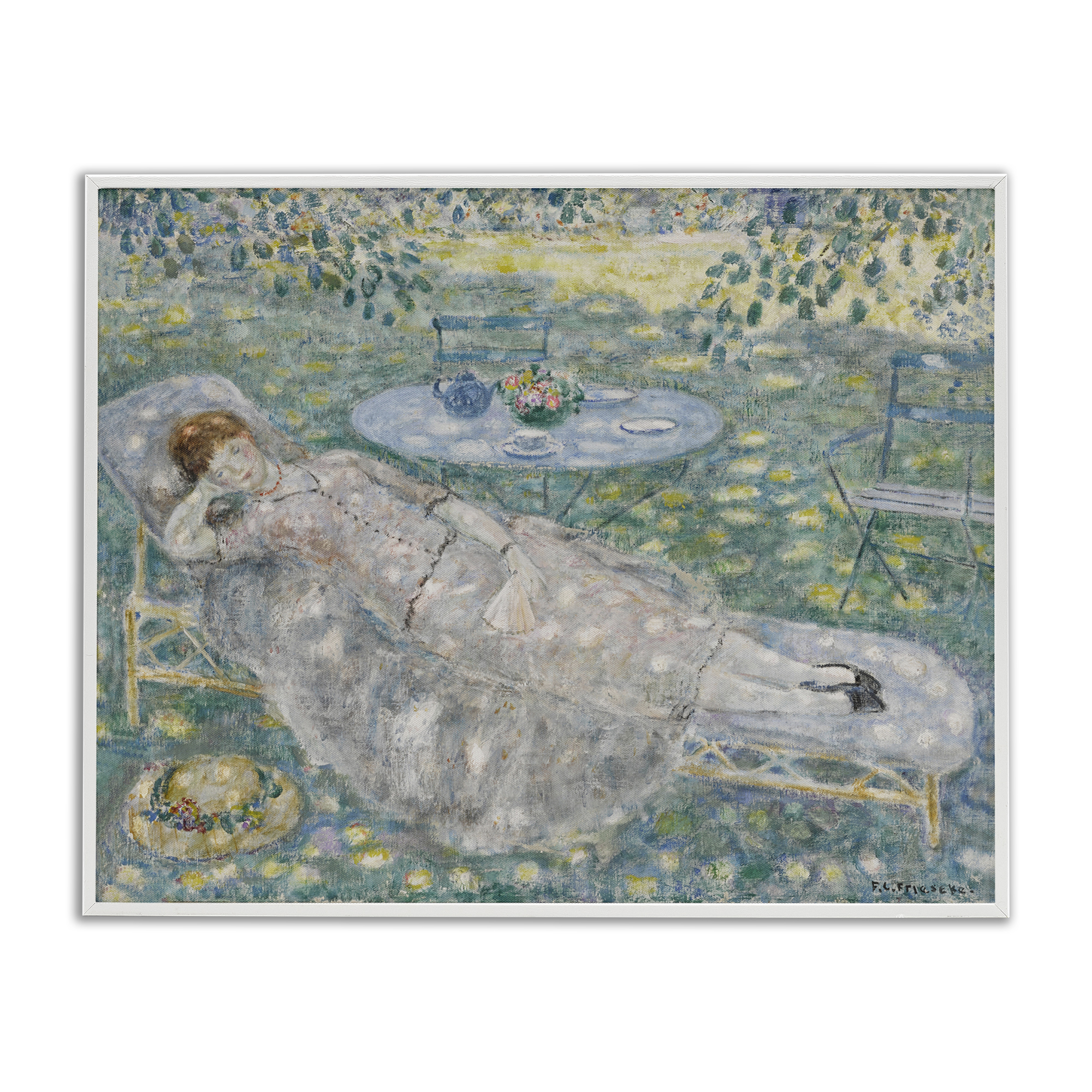 Stupell Industries Classical Frieseke Portrait Landscape & Nature Painting White Framed Art Print Wall Art, 14 x 11