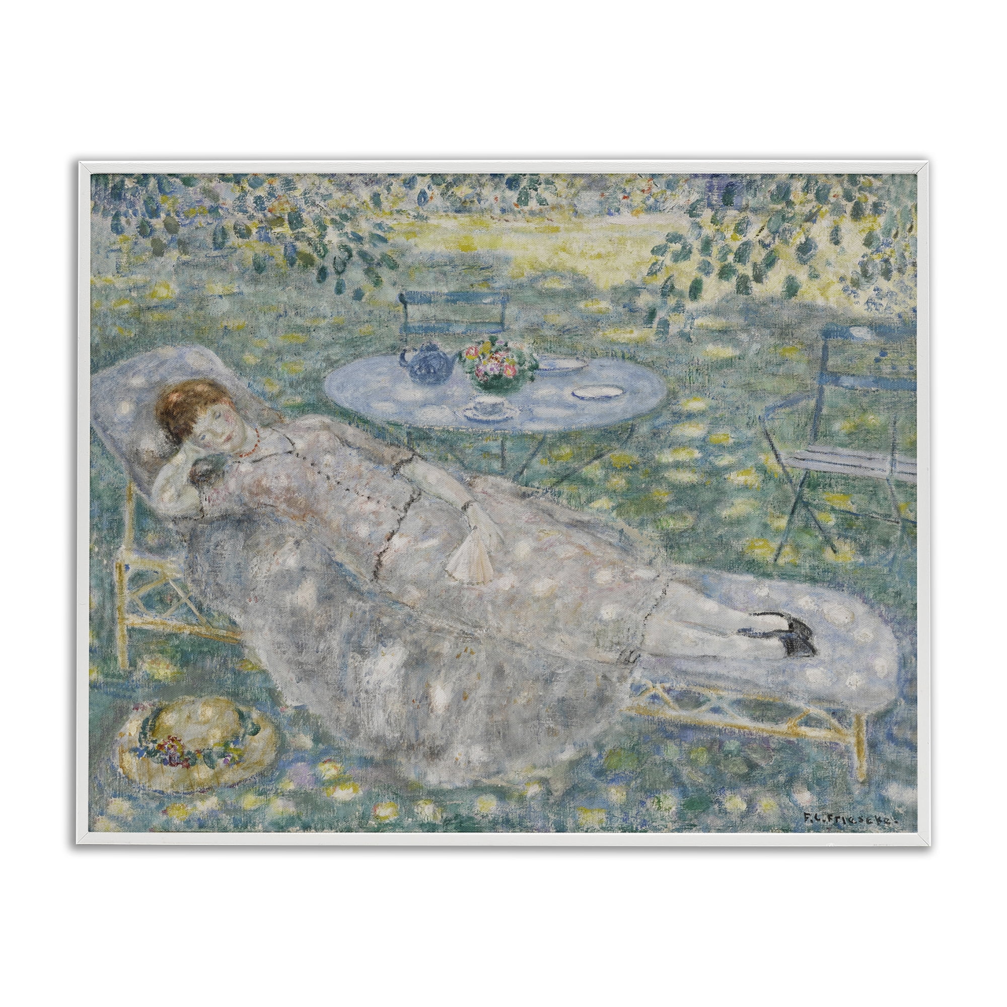 Stupell Industries Classical Frieseke Portrait Landscape & Nature Painting White Framed Art Print Wall Art, 20 x 16