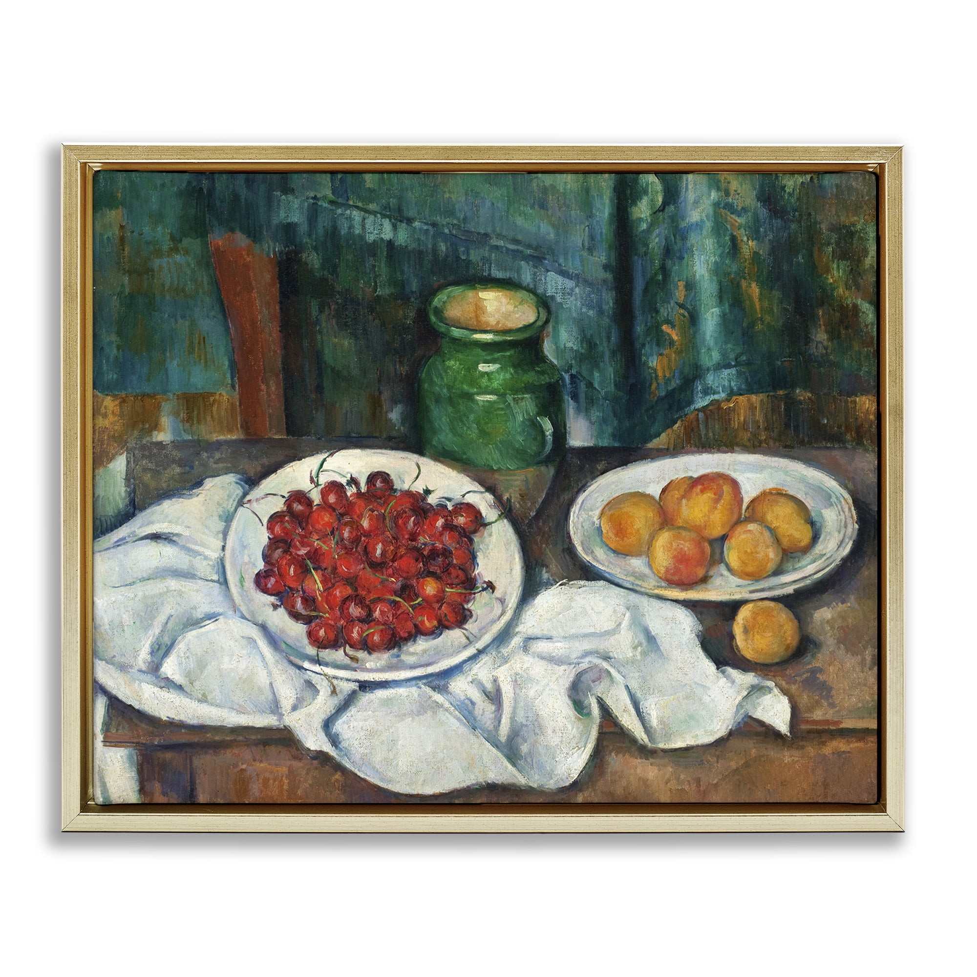 Stupell Industries Classical Fruit Still Life Food & Beverage Painting Gold Floater Framed Canvas Art Print Wall Art, 21 x 17