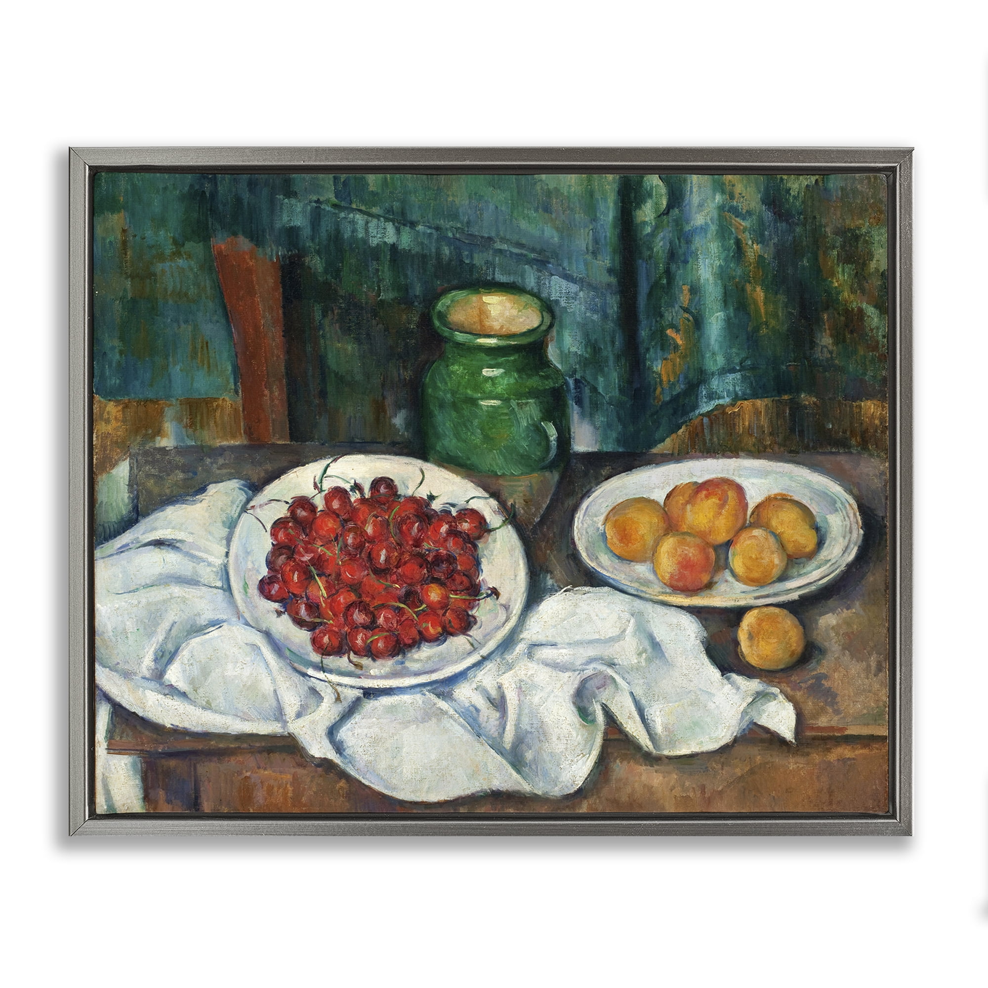 Stupell Industries Classical Fruit Still Life Food & Beverage Painting Gray Floater Framed Canvas Art Print Wall Art, 31 x 25
