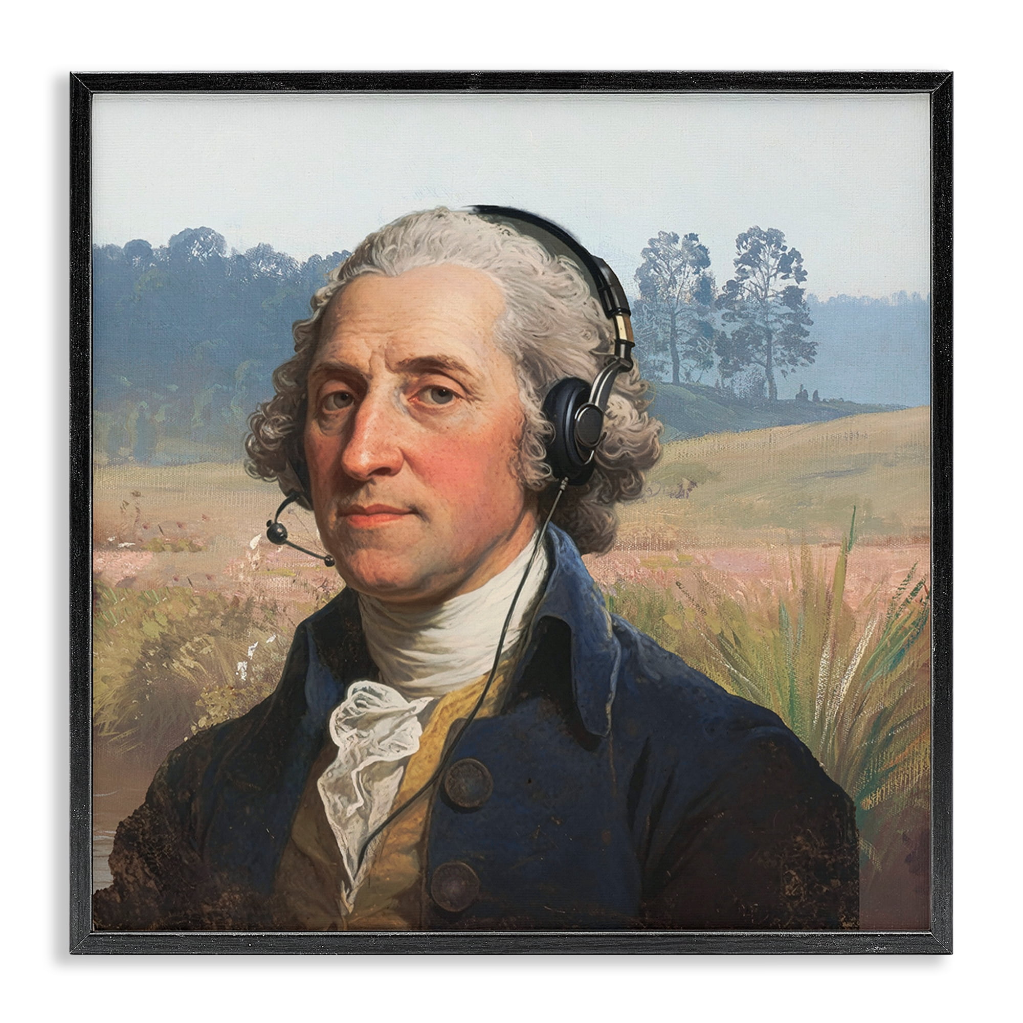 Stupell Industries Classical Gentleman with Headset Black Framed Giclee Art, design by CAD Designs