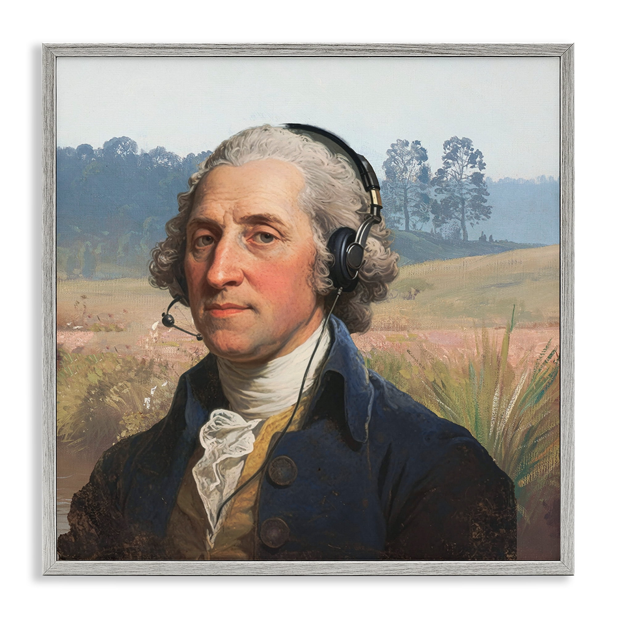 Stupell Industries Classical Gentleman with Headset Gray Framed Giclee Art, design by CAD Designs