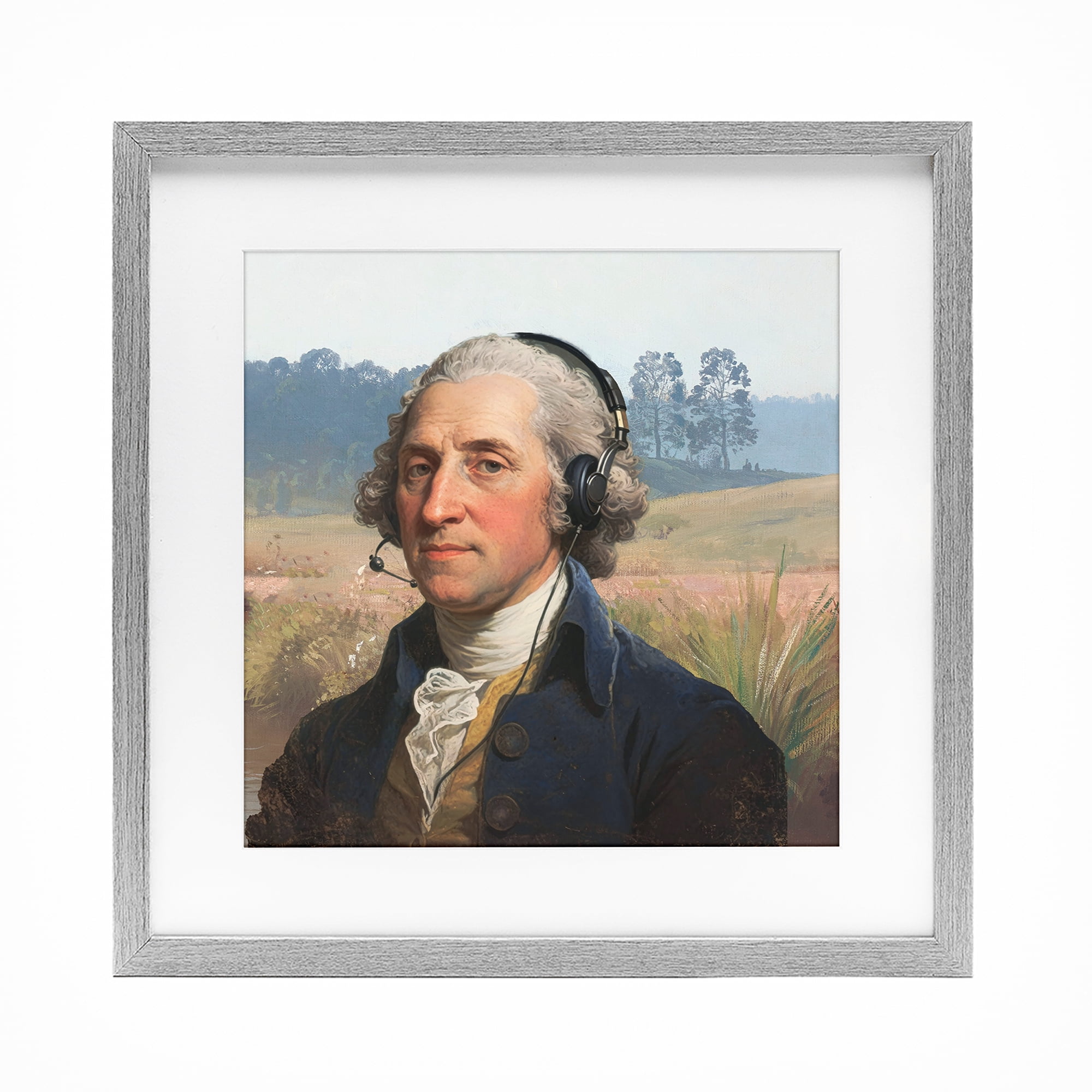 Stupell Industries Classical Gentleman with Headset Gray Framed Print Under Glass, design by CAD Designs