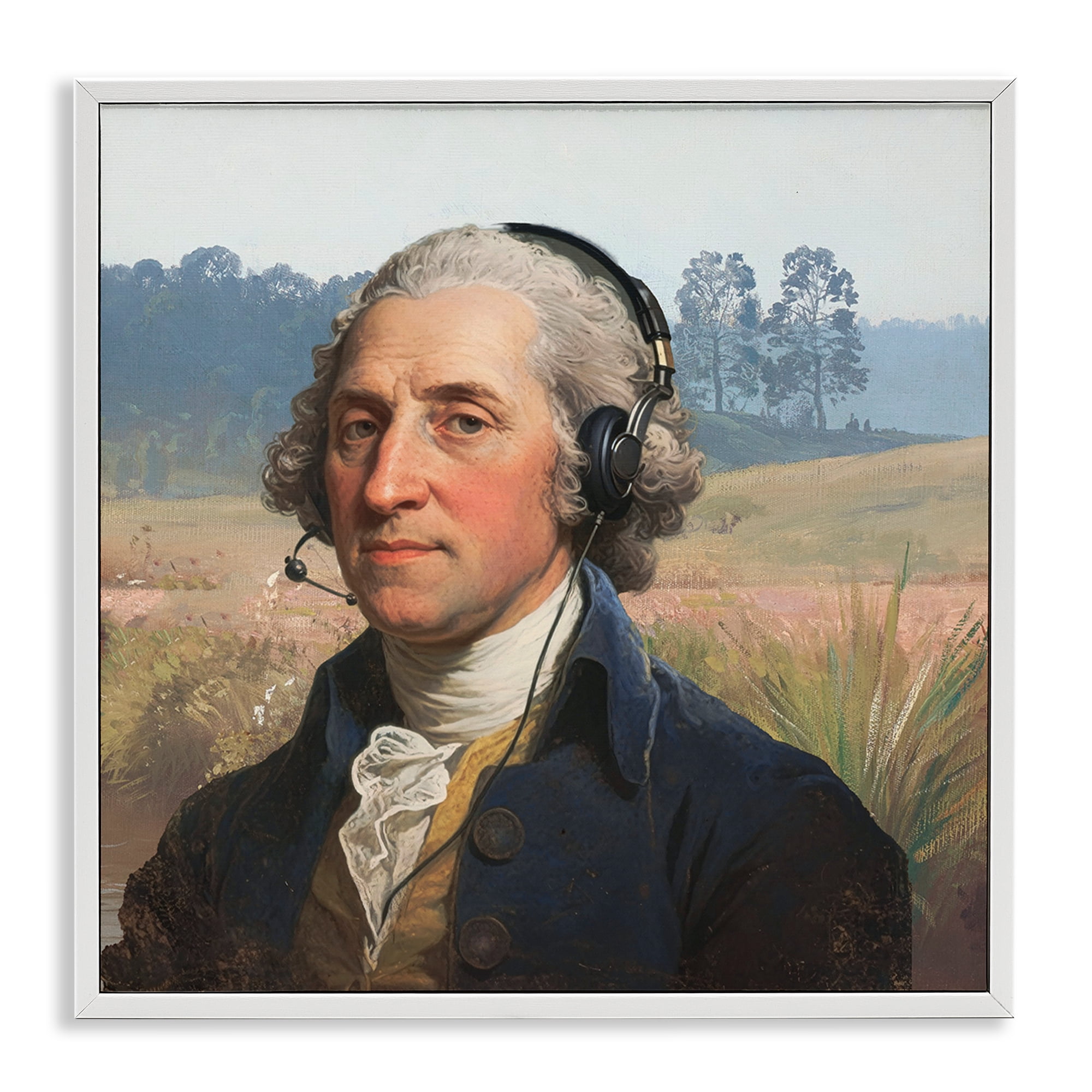 Stupell Industries Classical Gentleman with Headset White Framed Giclee Art, design by CAD Designs