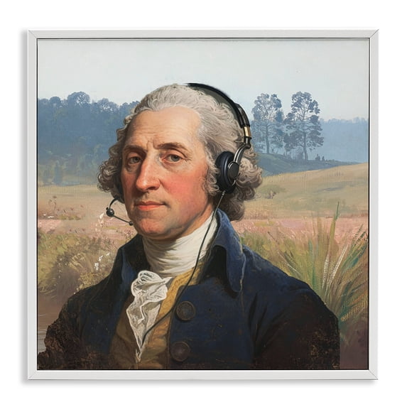 Stupell Industries Victorian Classical Gentleman with Headset White Framed Giclee Art, 12 x 12, by CAD Designs