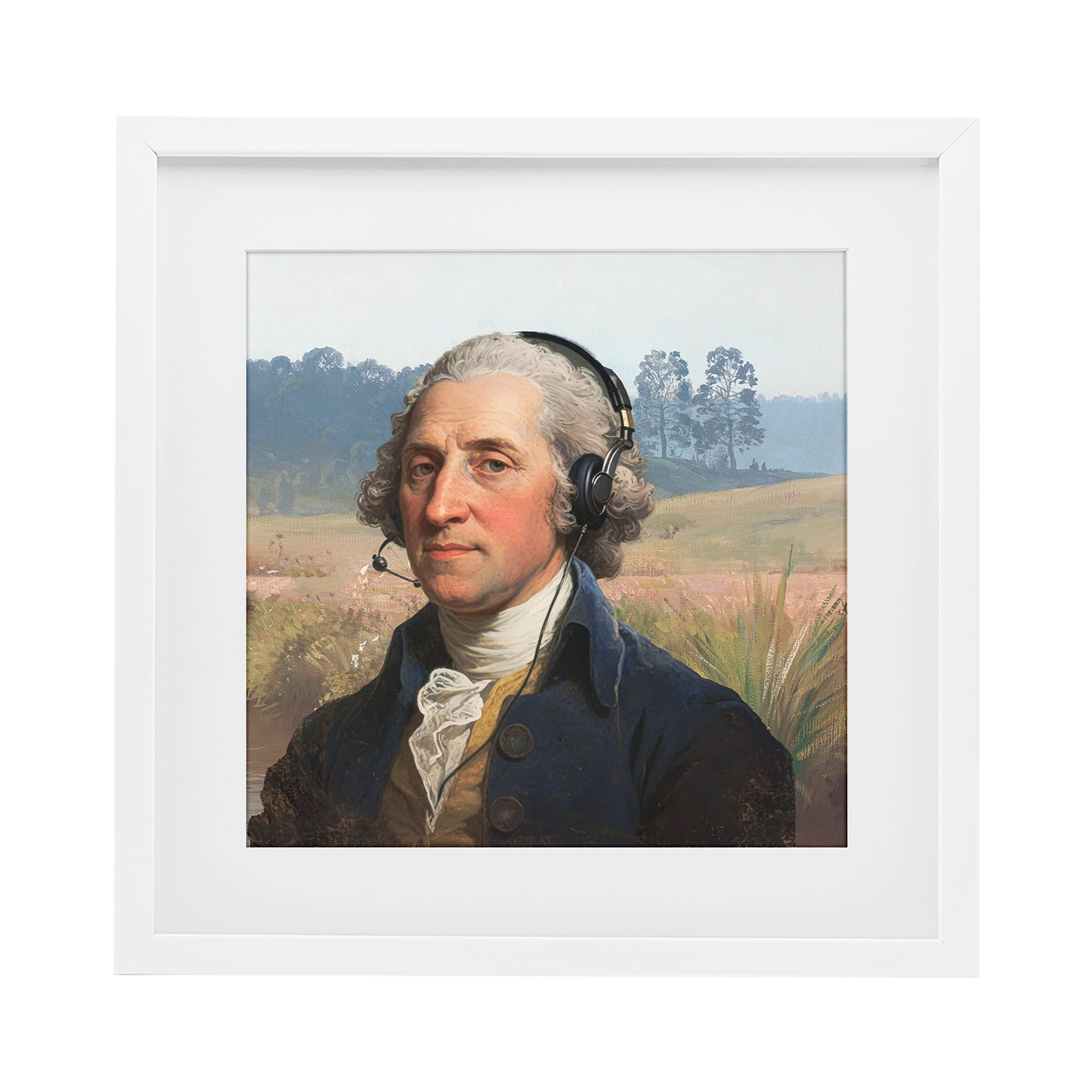 Stupell Industries Classical Gentleman with Headset White Framed Print Under Glass, design by CAD Designs
