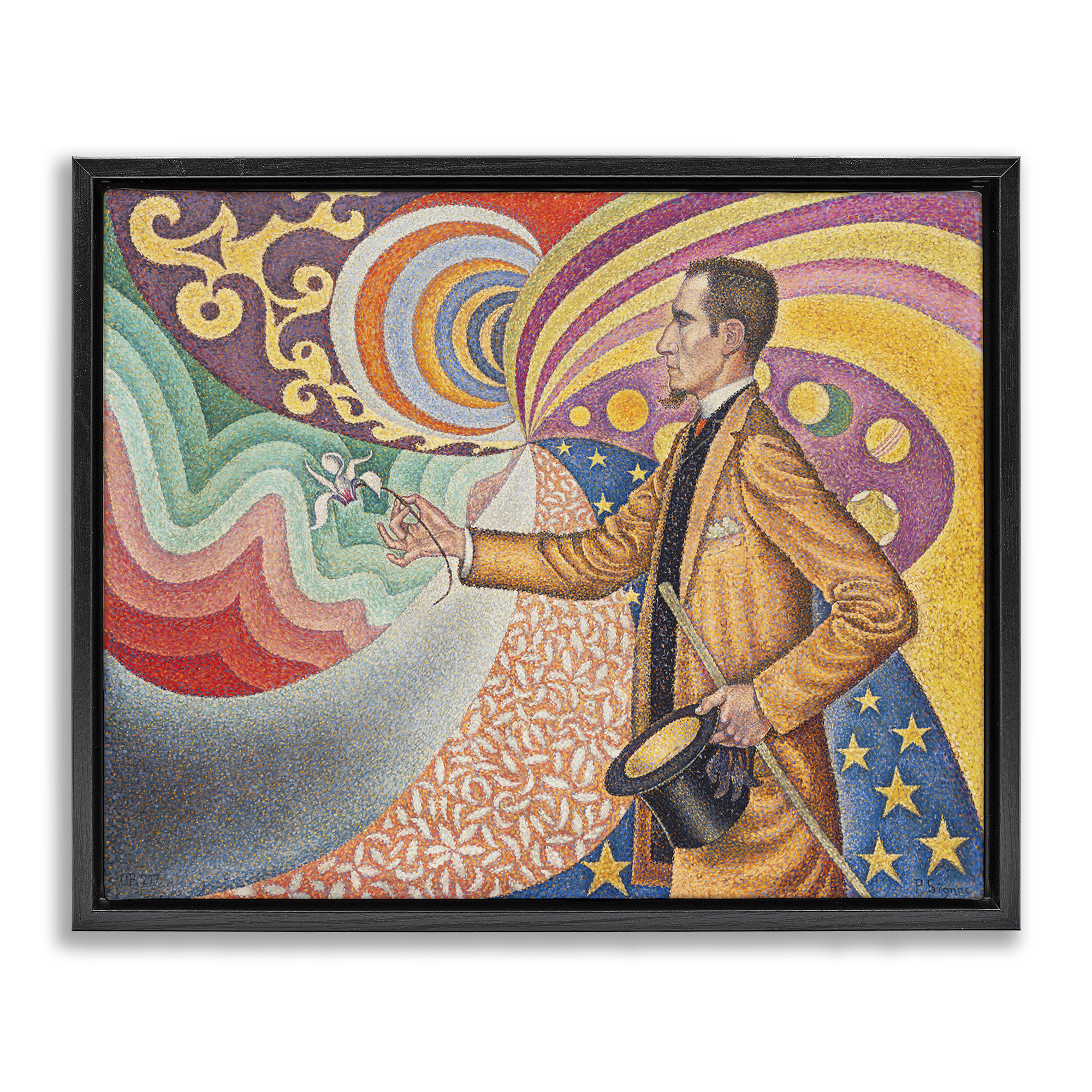 Stupell Industries Classical Georges Signac Painting People Painting Black Floater Framed Canvas Art Print Wall Art, 31 x 25