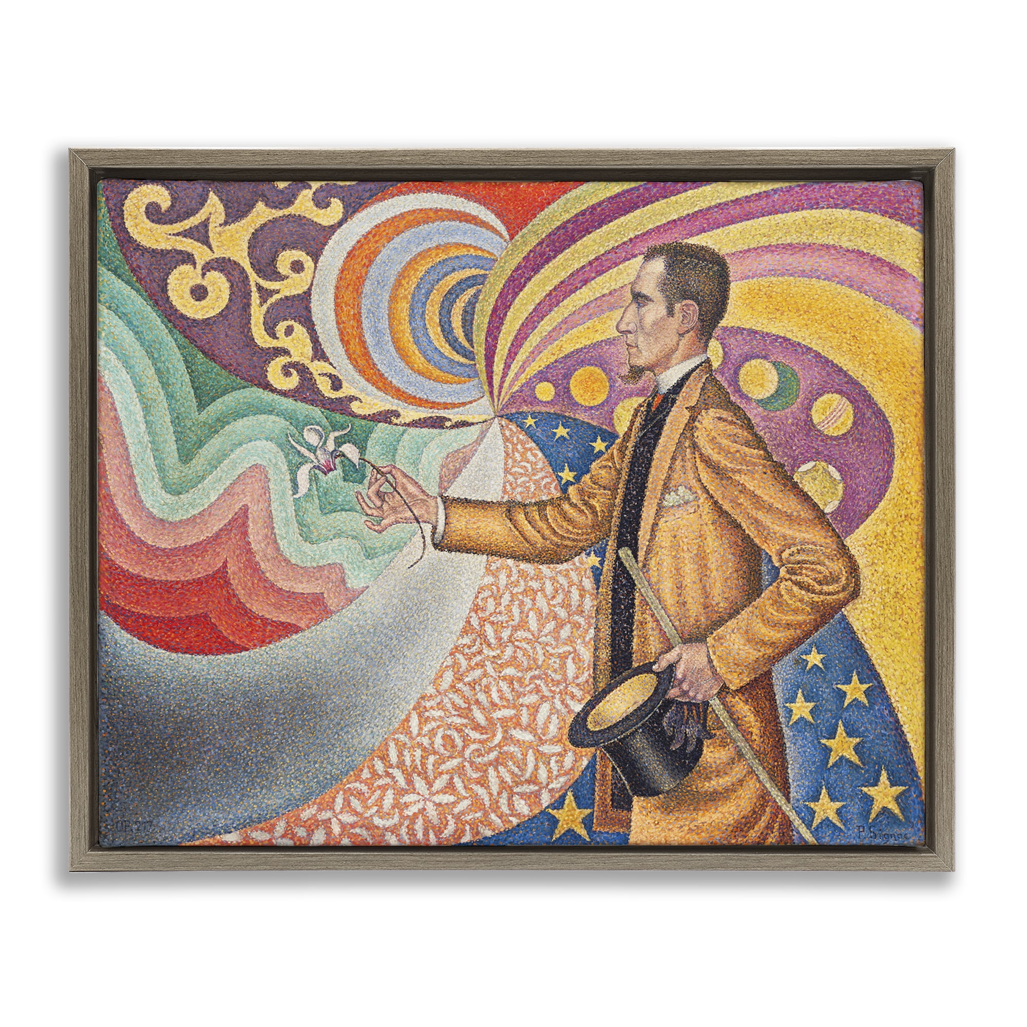 Stupell Industries Classical Georges Signac Painting People Painting Brown Floater Framed Canvas Art Print Wall Art, 21 x 17