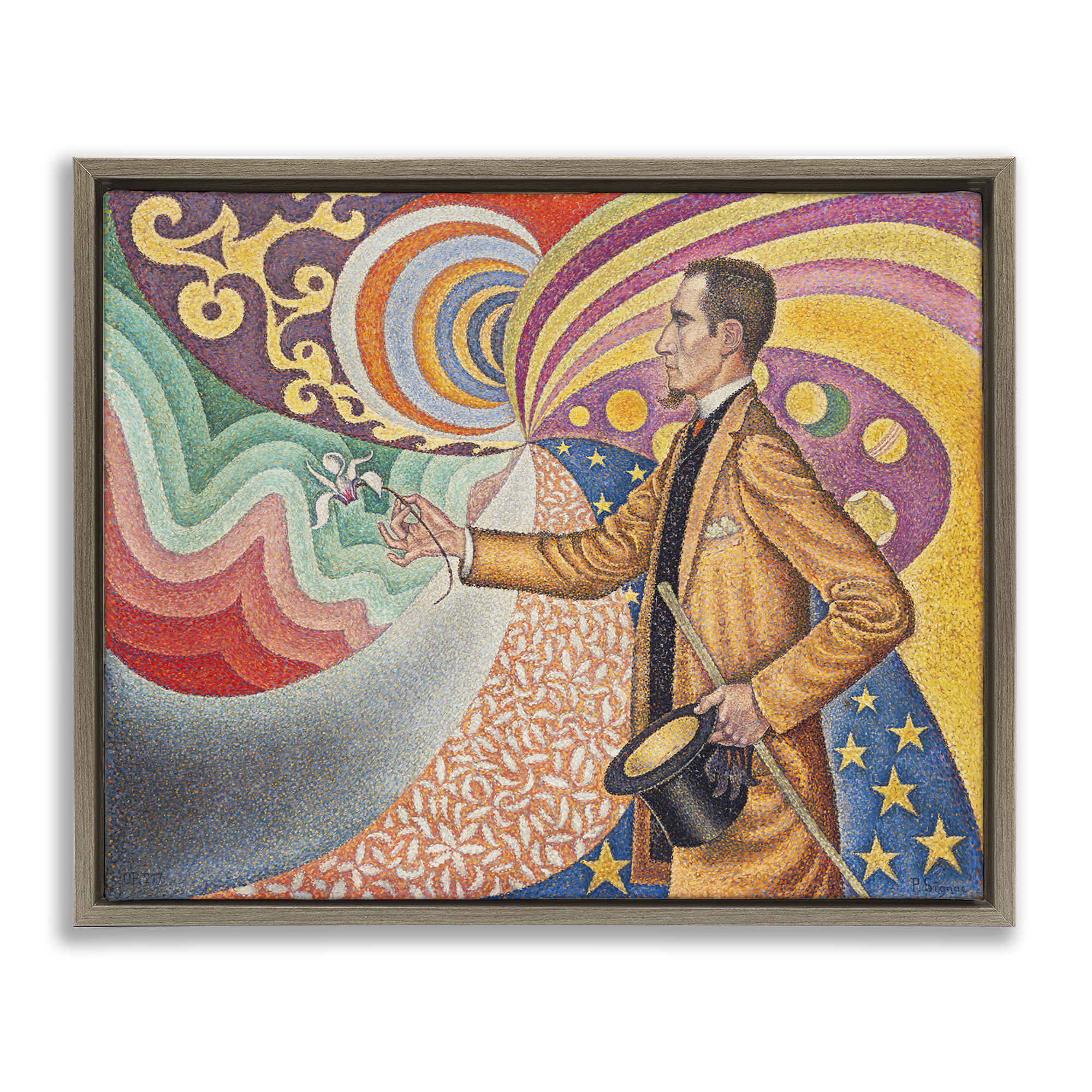 Stupell Industries Classical Georges Signac Painting People Painting Brown Floater Framed Canvas Art Print Wall Art, 31 x 25