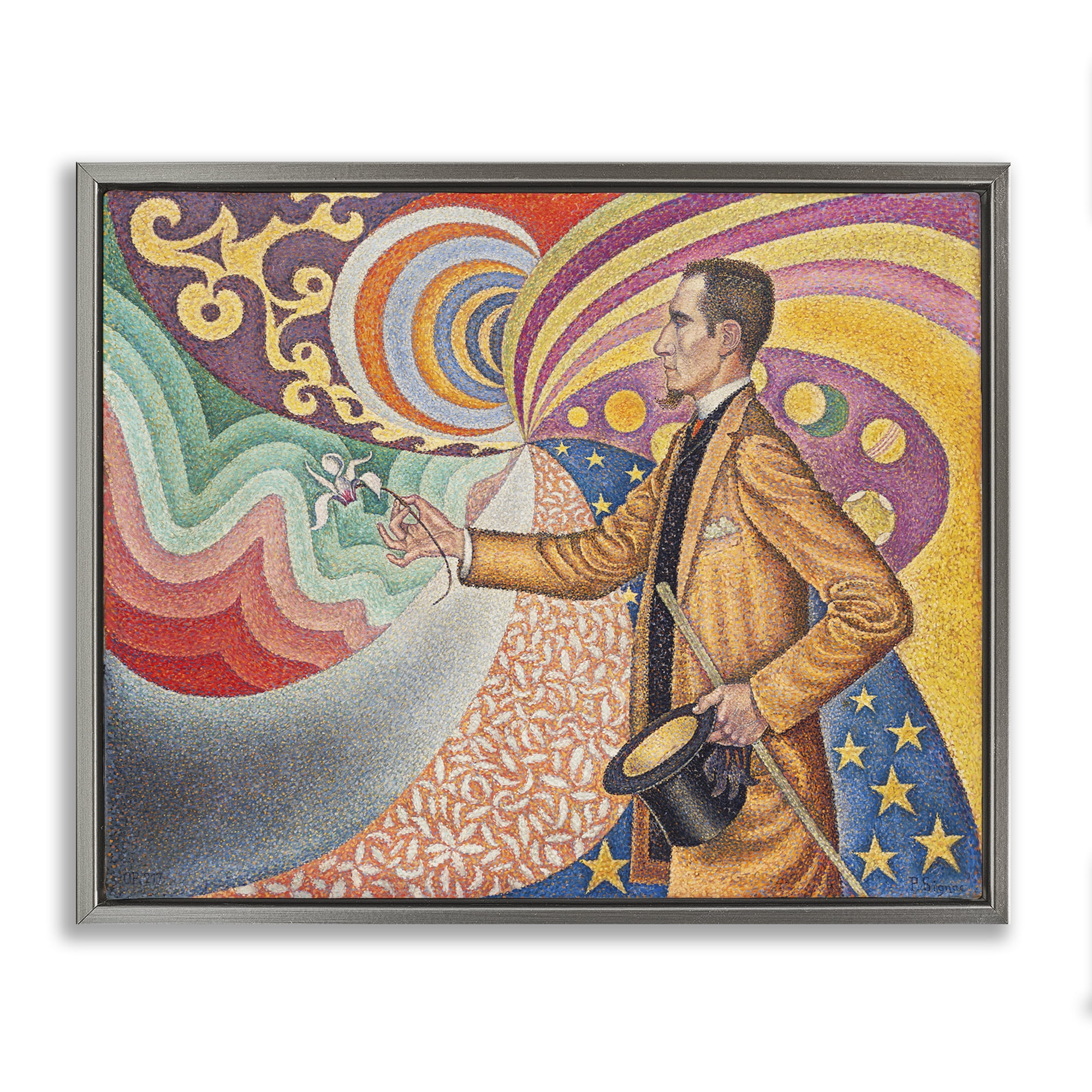 Stupell Industries Classical Georges Signac Painting People Painting Gray Floater Framed Canvas Art Print Wall Art, 31 x 25