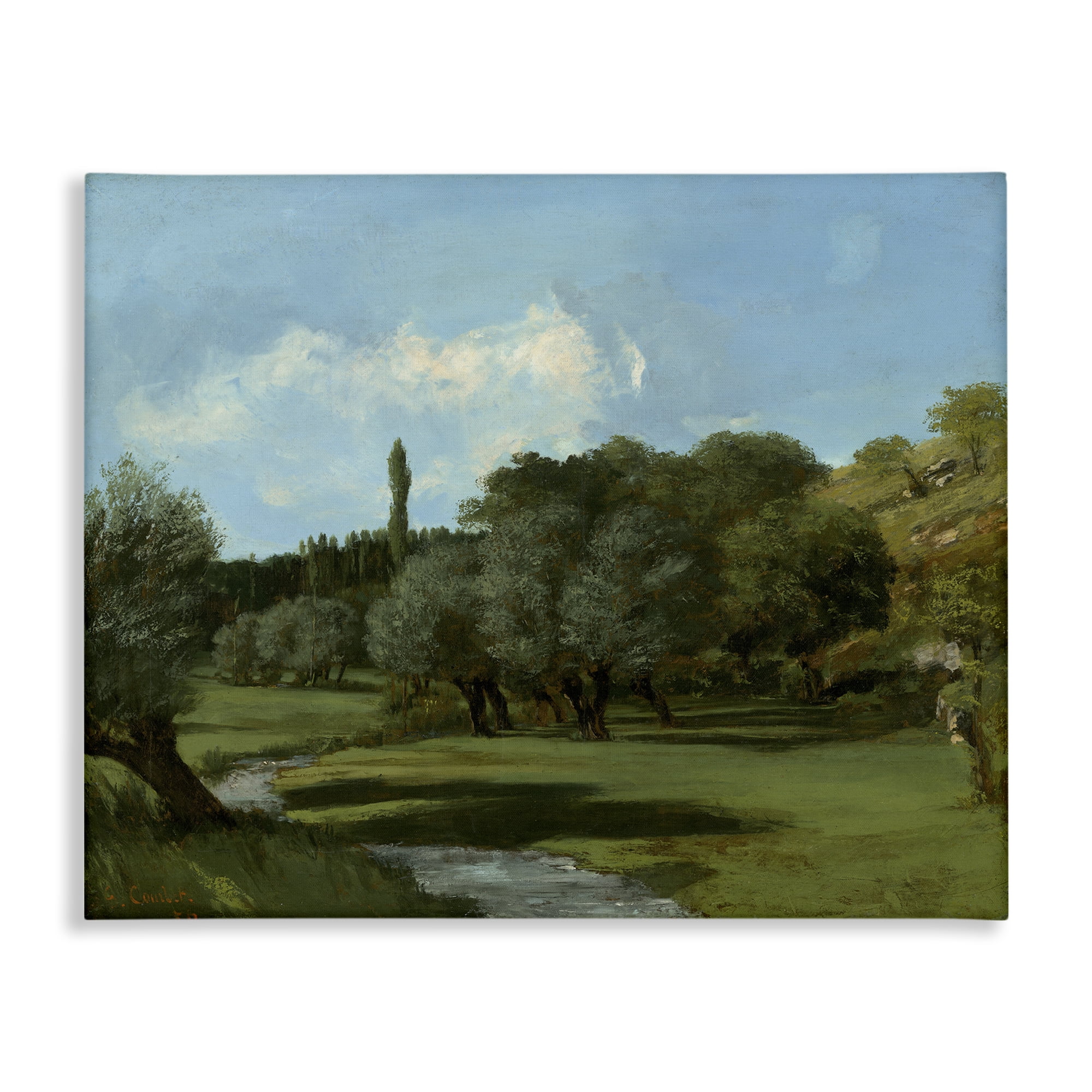 Stupell Industries Classical Green Field Landscape Landscape & Nature Painting Wrapped Canvas Art Print Wall Art, 30 x 24
