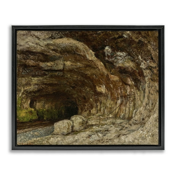 Stupell Industries Classical Grotto of Sarrazine Landscape & Nature Painting Black Floater Framed Canvas Art Print Wall Art, 21 x 17