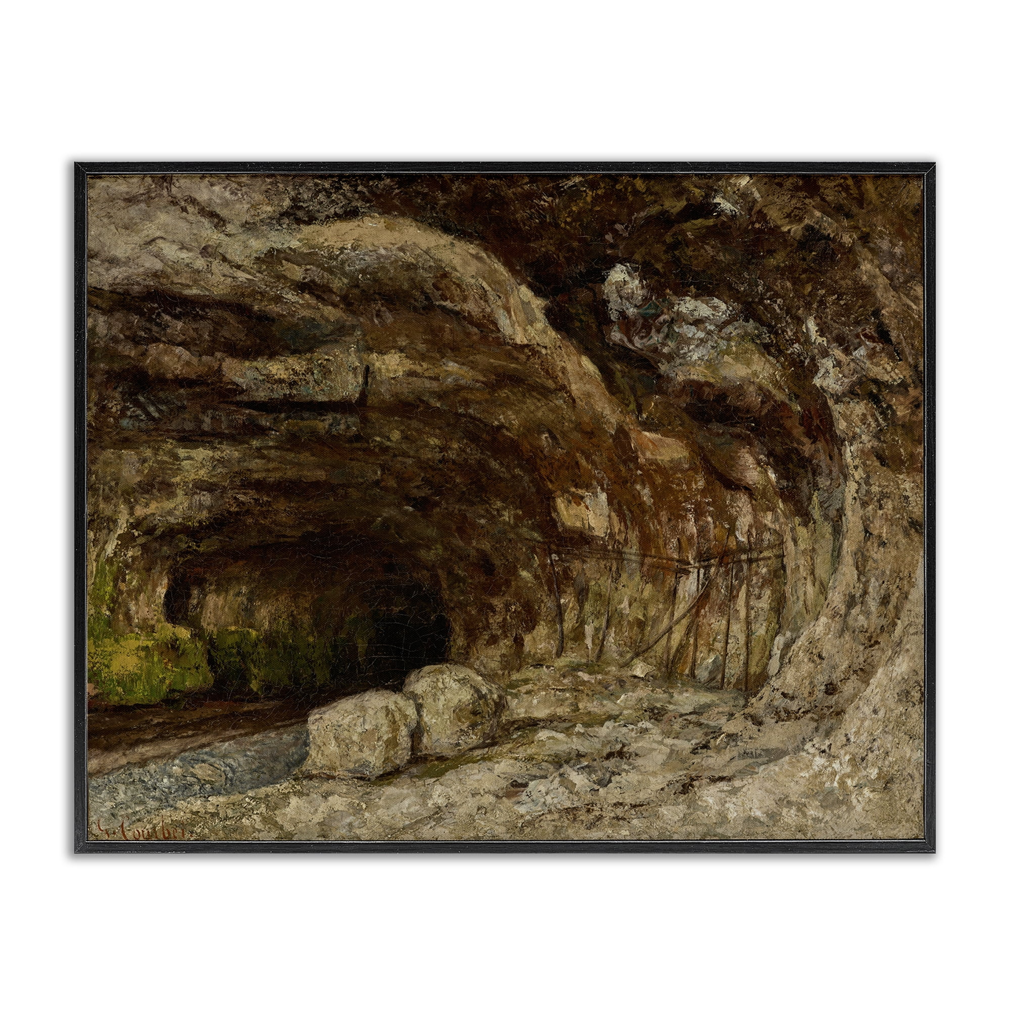 Stupell Industries Classical Grotto of Sarrazine Landscape & Nature Painting Black Framed Art Print Wall Art, 30 x 24