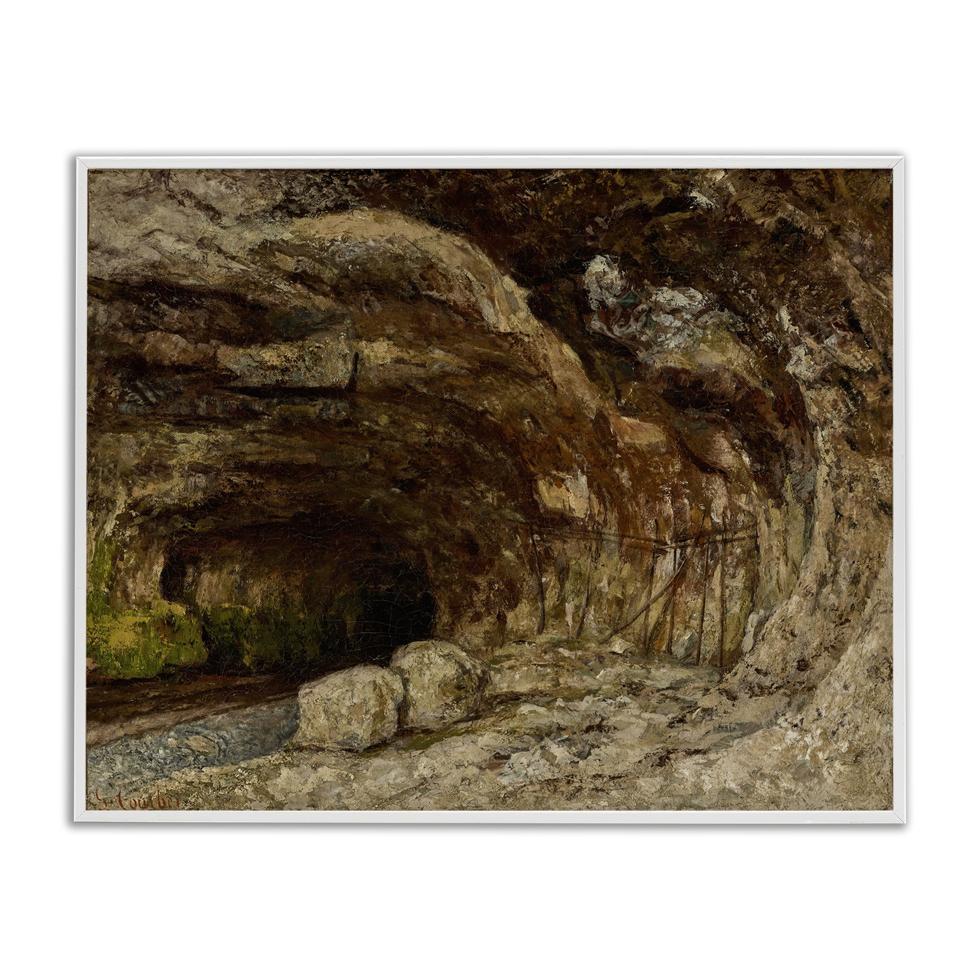 Stupell Industries Classical Grotto of Sarrazine Landscape & Nature Painting White Framed Art Print Wall Art, 14 x 11