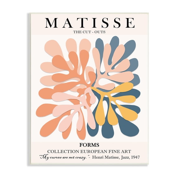Stupell Industries Classical Matisse Painting Cut Out Forms Traditional Abstract, 13 x 19, Designed by Ros Ruseva
