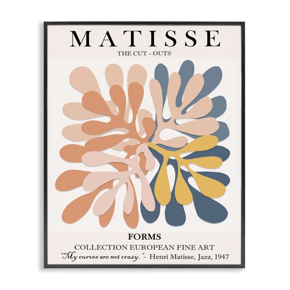 Stupell Industries Mid-Century Classical Matisse Cut Out Forms Black Framed Giclee Art, 11 x 14, by Ros Ruseva