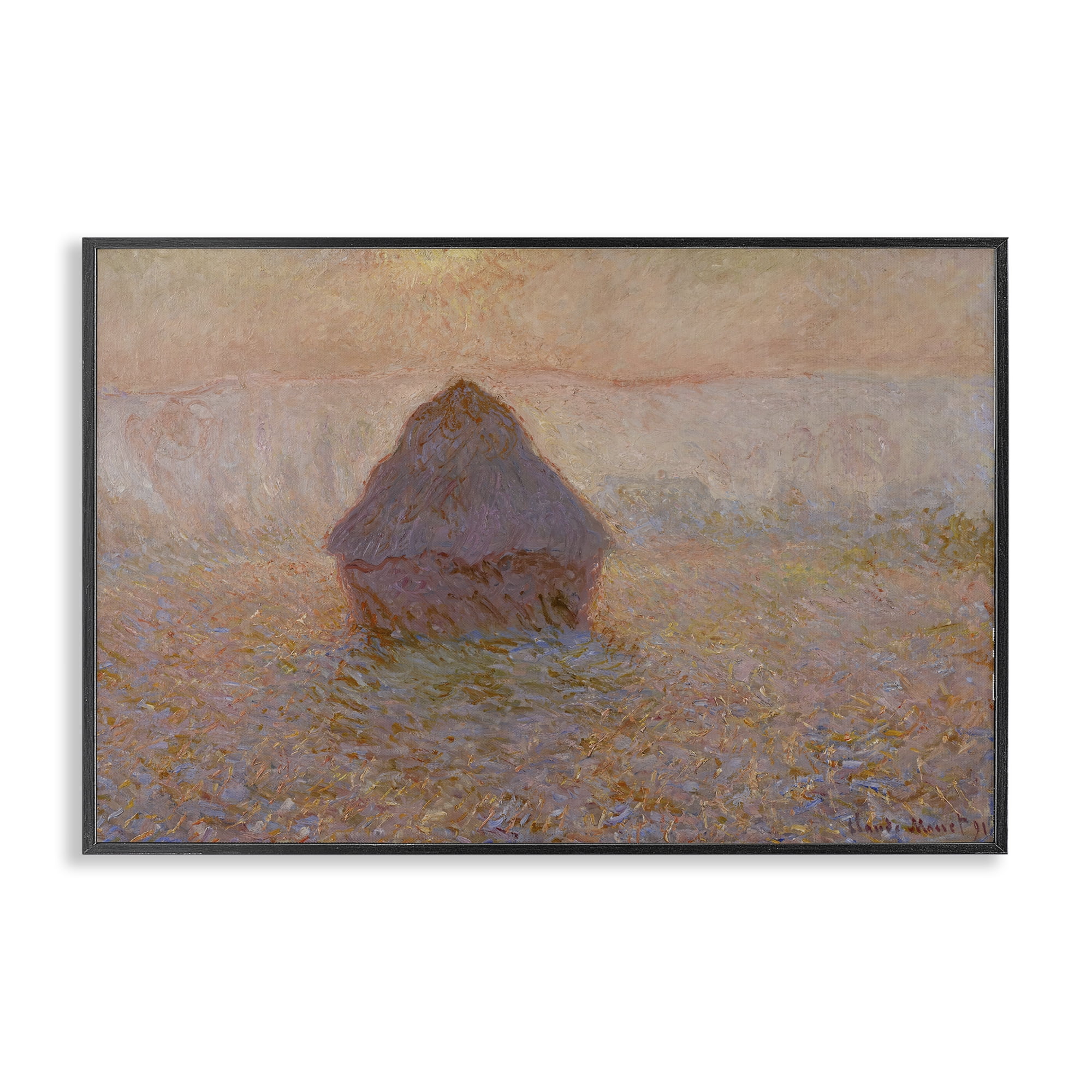 Stupell Industries Classical Monet Grainstack Landscape & Nature Painting Black Framed Art Print Wall Art, 30 x 20