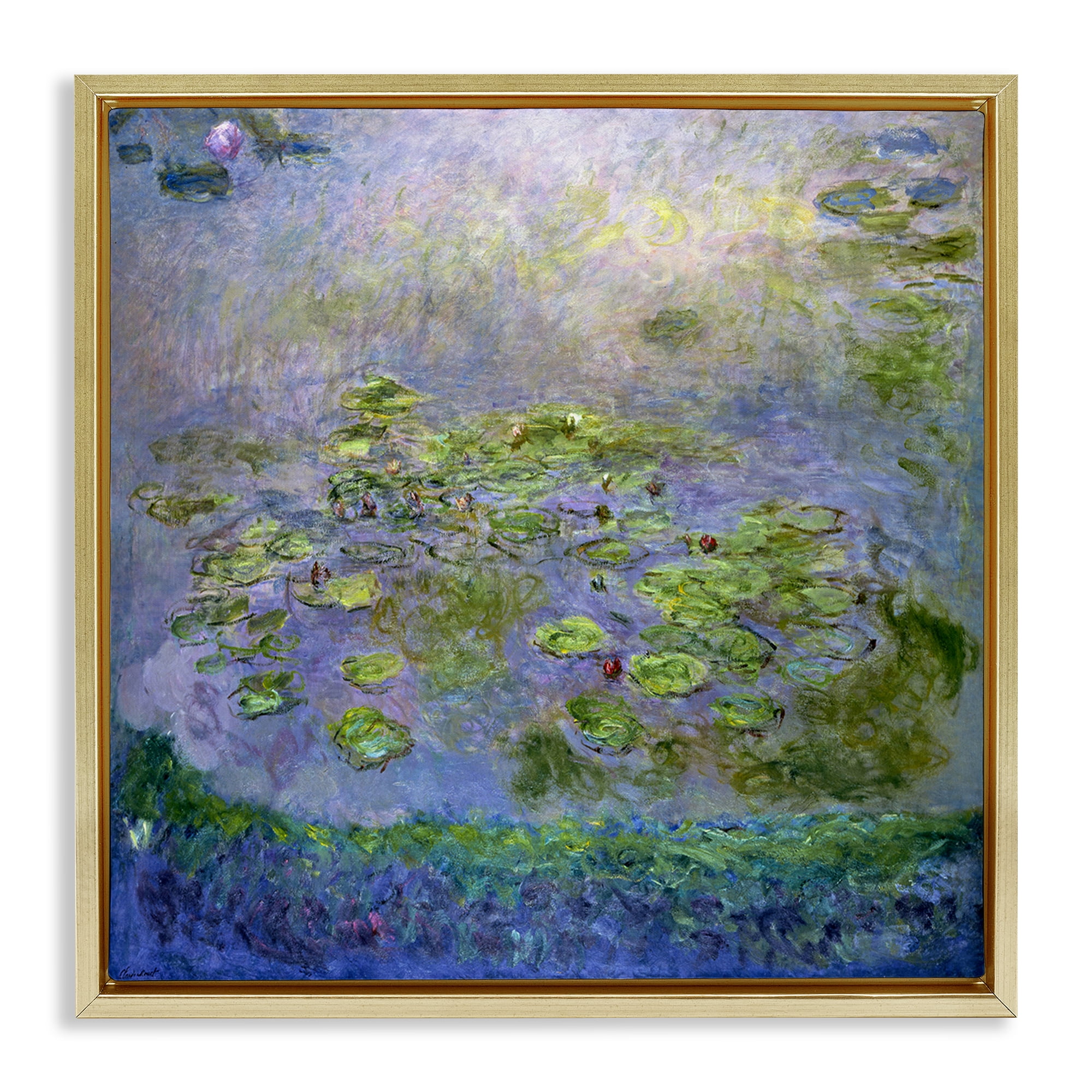 Stupell Industries Classical Monet Nympheas Landscape & Nature Painting Gold Floater Framed Canvas Art Print Wall Art, 18 x 18