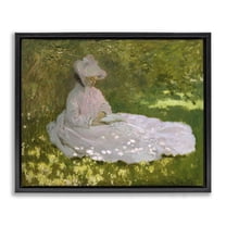 Stupell Industries Classical Monet Springtime Portrait People Painting Black Floater Framed Canvas Art Print Wall Art, 21 x 17