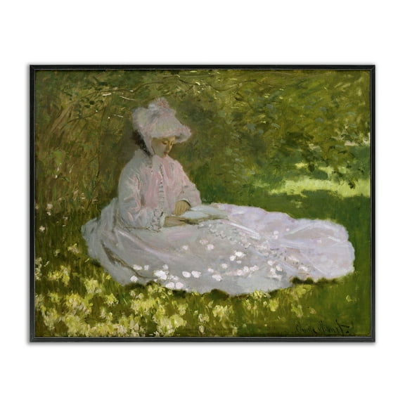 Stupell Industries Classical Monet Springtime Portrait People Painting Black Framed Art Print Wall Art, 14 x 11