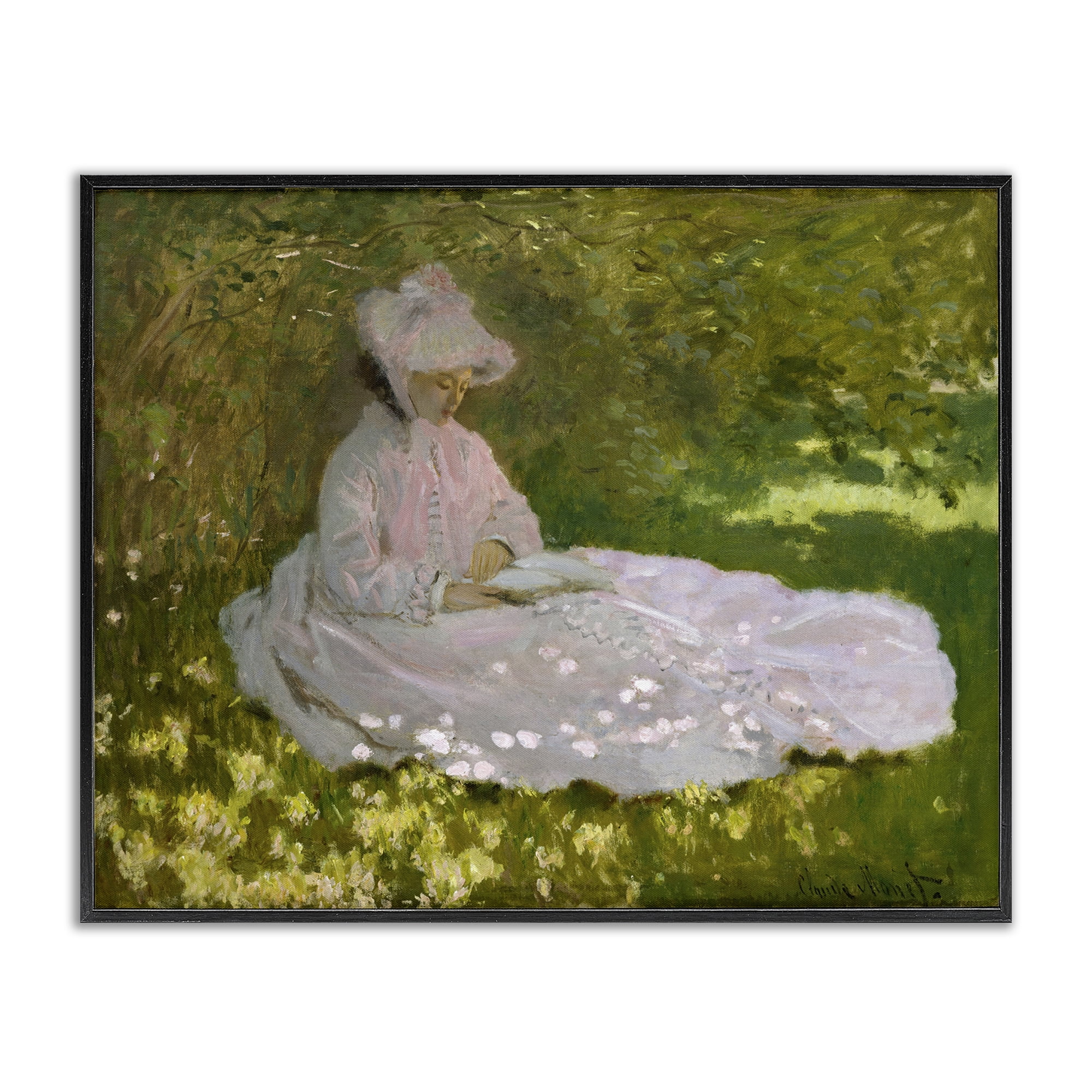 Stupell Industries Classical Monet Springtime Portrait People Painting Black Framed Art Print Wall Art, 30 x 24