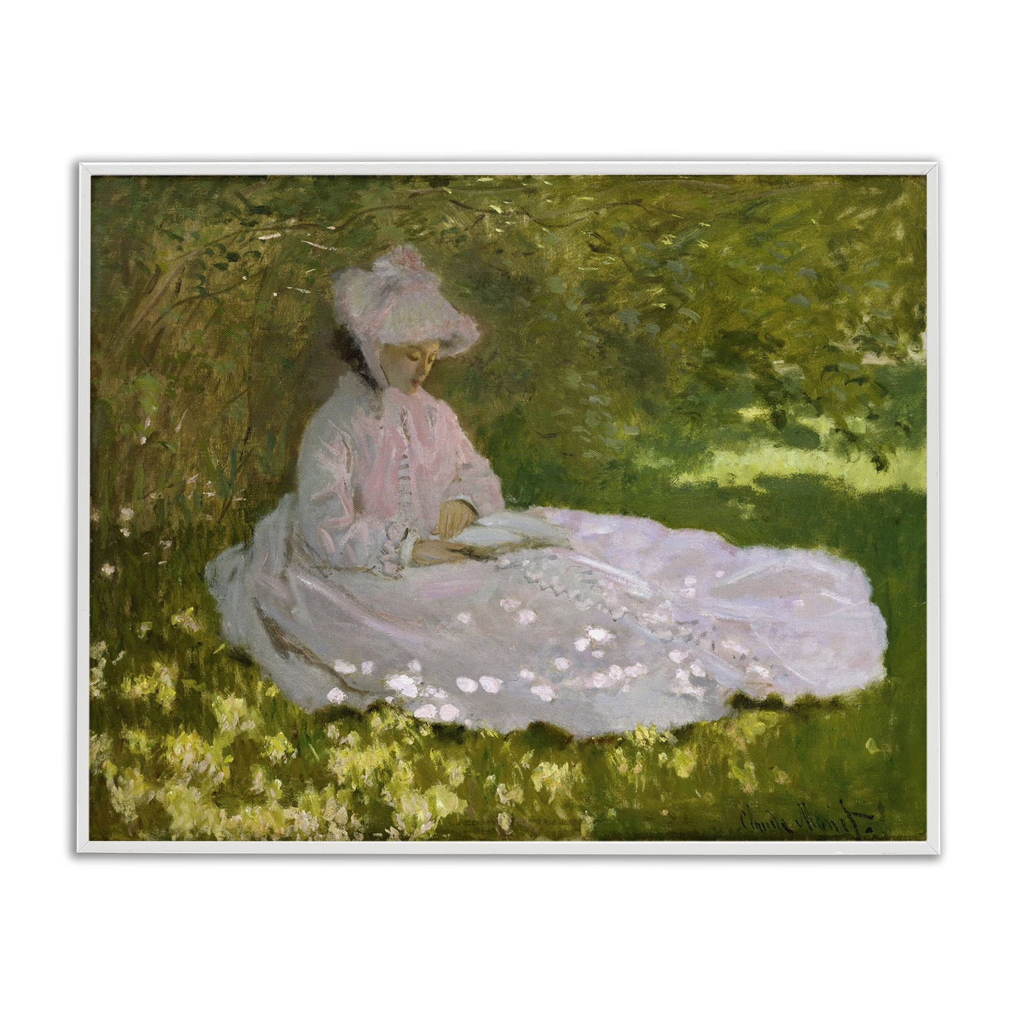 Stupell Industries Classical Monet Springtime Portrait People Painting White Framed Art Print Wall Art, 20 x 16
