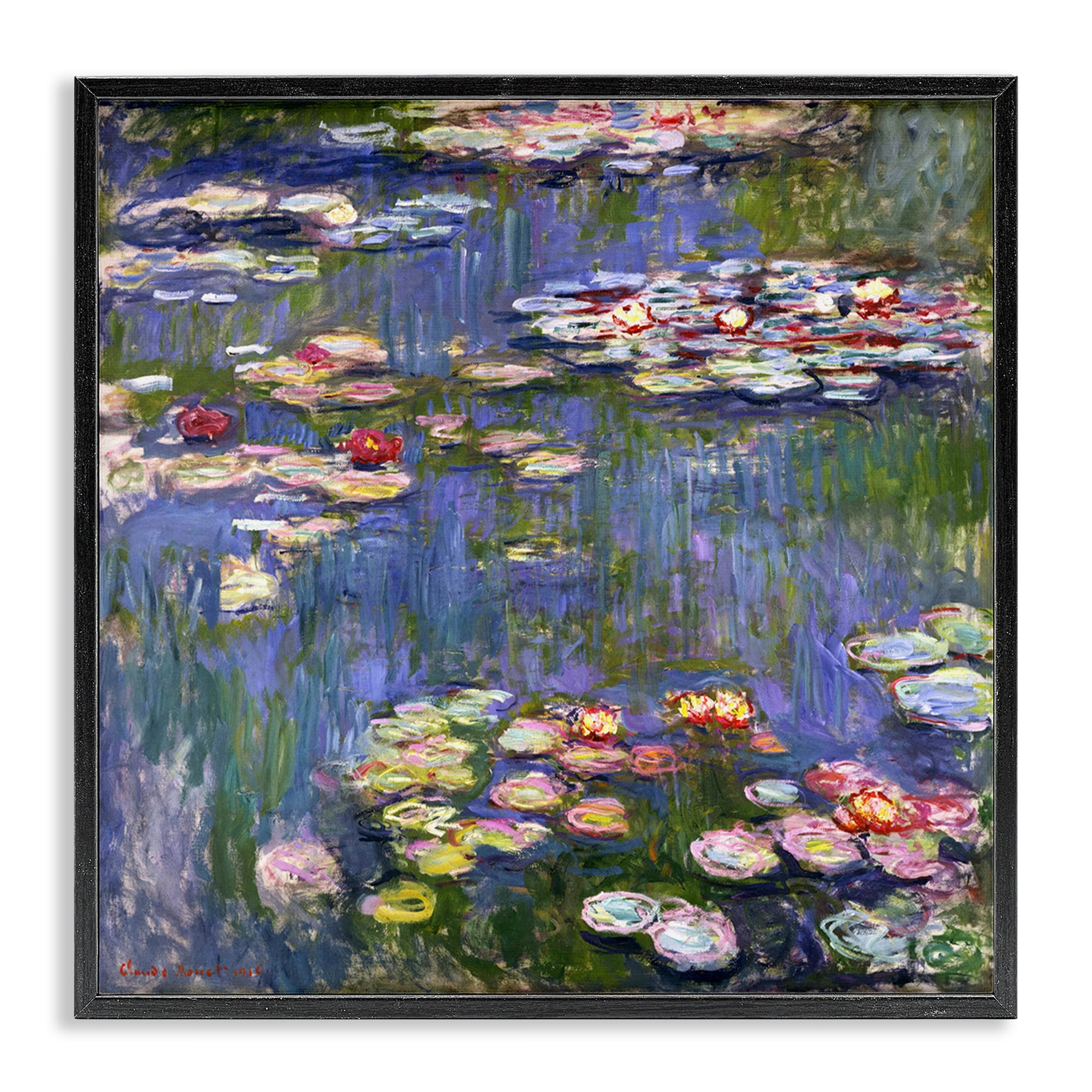 Stupell Industries Classical Monet Water Lilies Landscape & Nature Painting Black Framed Art Print Wall Art, 17 x 17