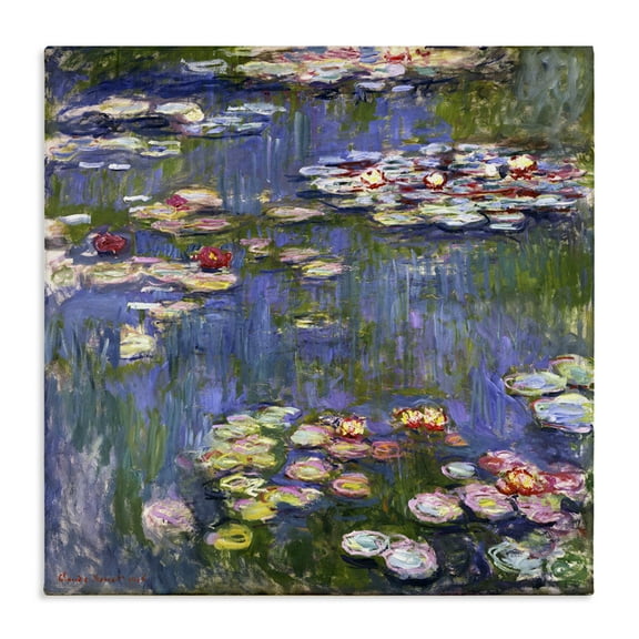 Stupell Industries Classical Monet Water Lilies Landscape & Nature Painting Wrapped Canvas Art Print Wall Art, 17 x 17
