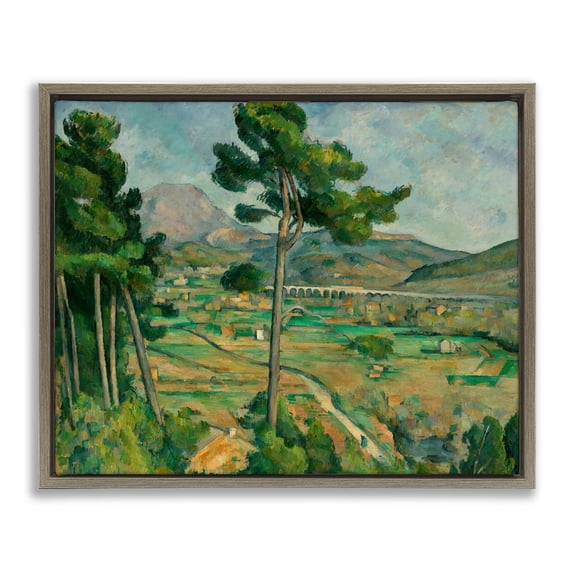 Stupell Industries Classical Mont Sainte Victoire Brown Framed Floater Canvas Wall Art, design by Paul Cezanne