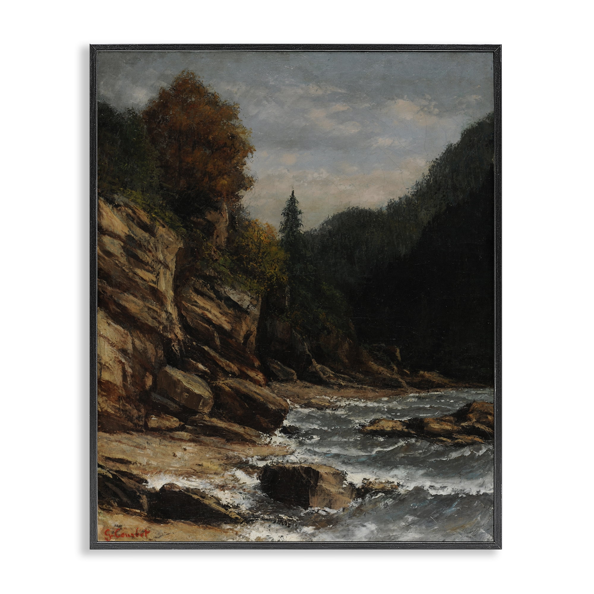 Stupell Industries Classical Ocean Tide Landscape & Nature Painting Black Framed Art Print Wall Art, 16 x 20