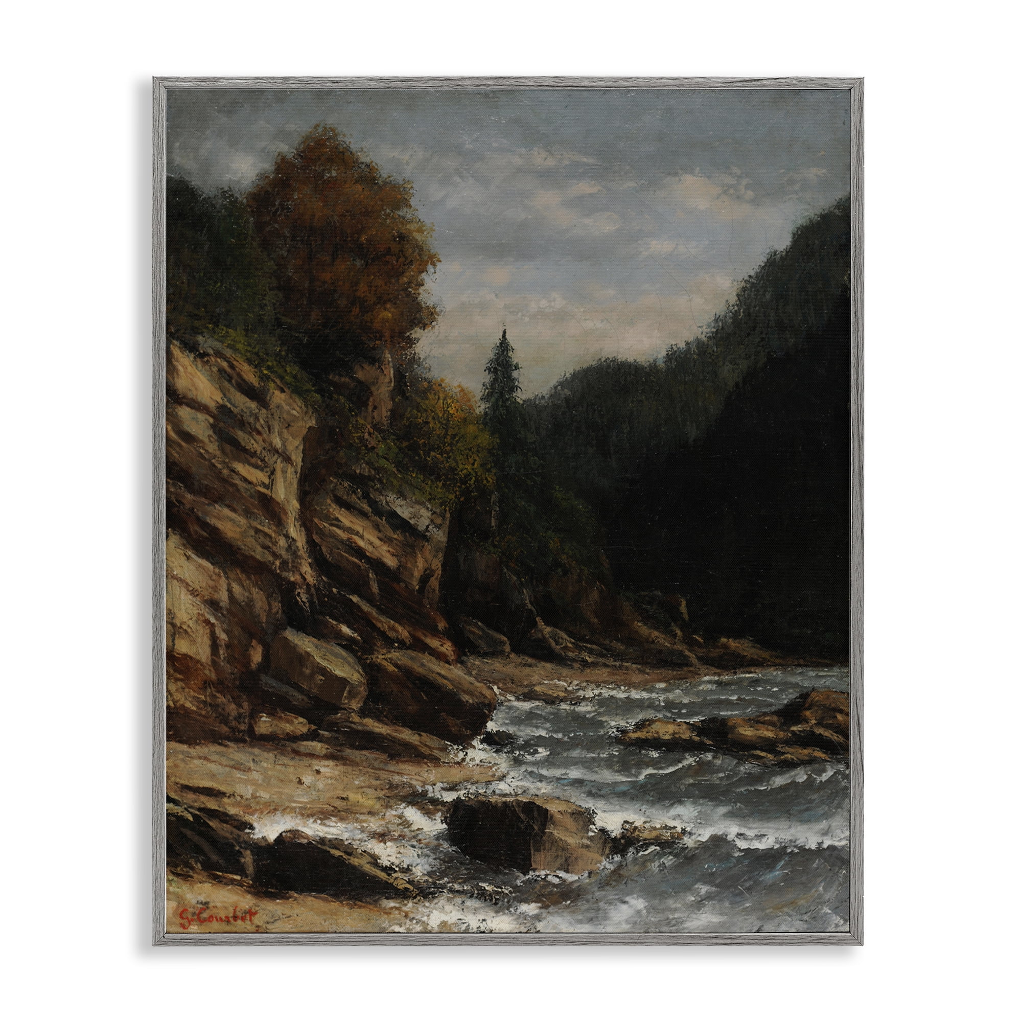 Stupell Industries Classical Ocean Tide Landscape & Nature Painting Gray Framed Art Print Wall Art, 24 x 30