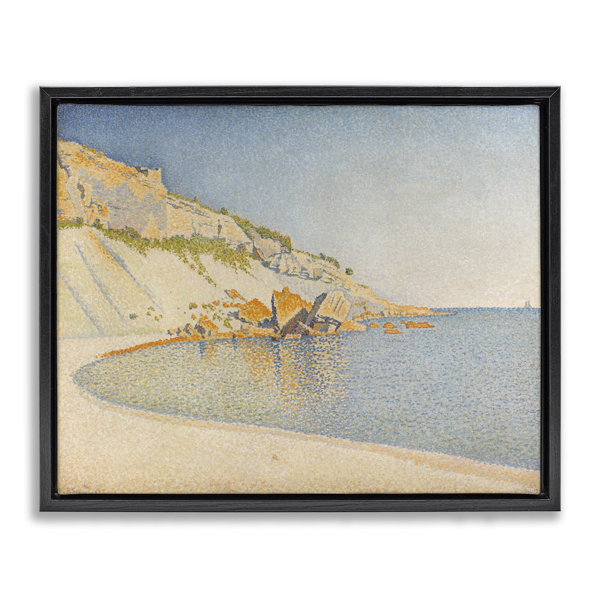 Stupell Industries Classical Paul Signac Painting Landscape & Nature Painting Black Floater Framed Canvas Art Print Wall Art, 31 x 25