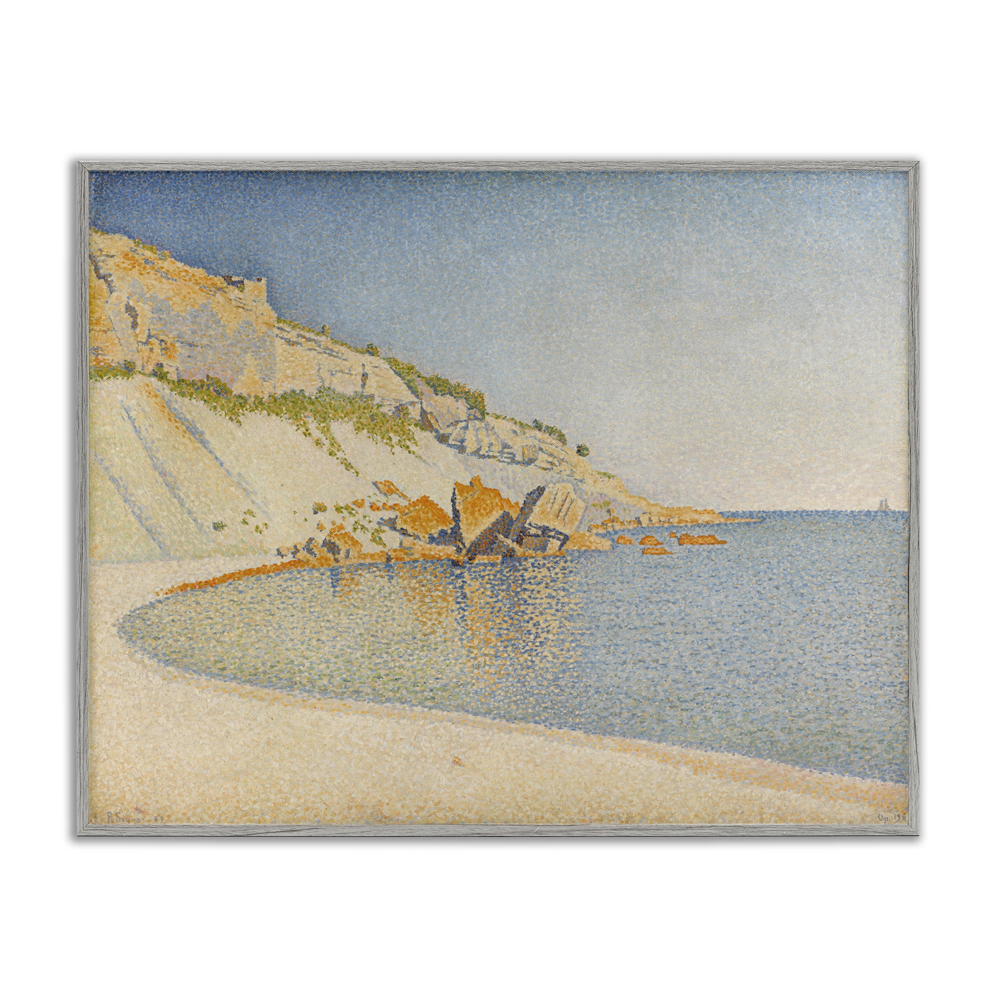 Stupell Industries Classical Paul Signac Painting Landscape & Nature Painting Gray Framed Art Print Wall Art, 20 x 16