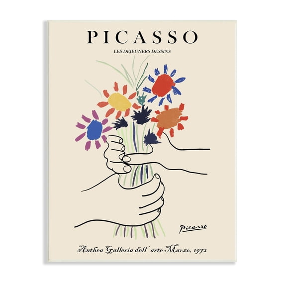 Stupell Industries Classical Picasso Floral Painting Hands Holding Bouquet, 13 x 19, Designed by Ros Ruseva