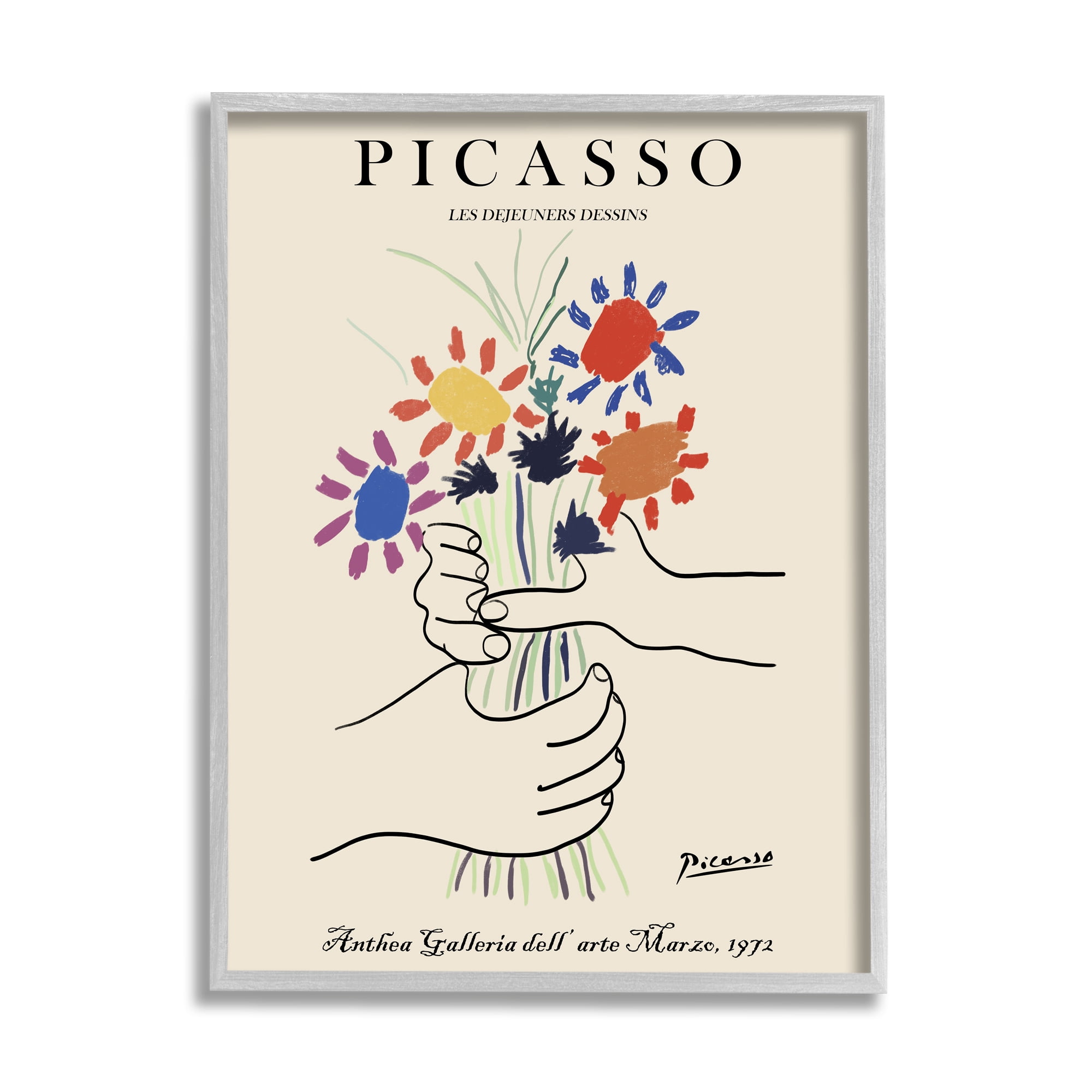 Stupell Industries Classical Picasso Floral Painting Hands Holding Bouquet, 16 x 20, Designed by Ros Ruseva