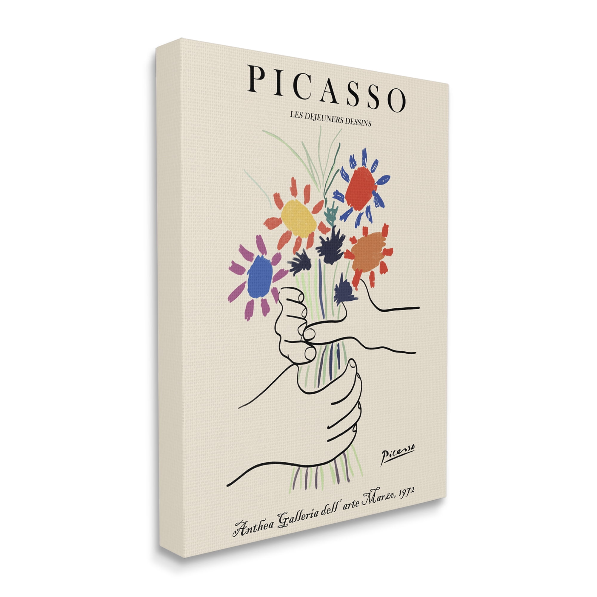 Stupell Industries Classical Picasso Floral Painting Hands Holding Bouquet, 36 x 48, Designed by Ros Ruseva