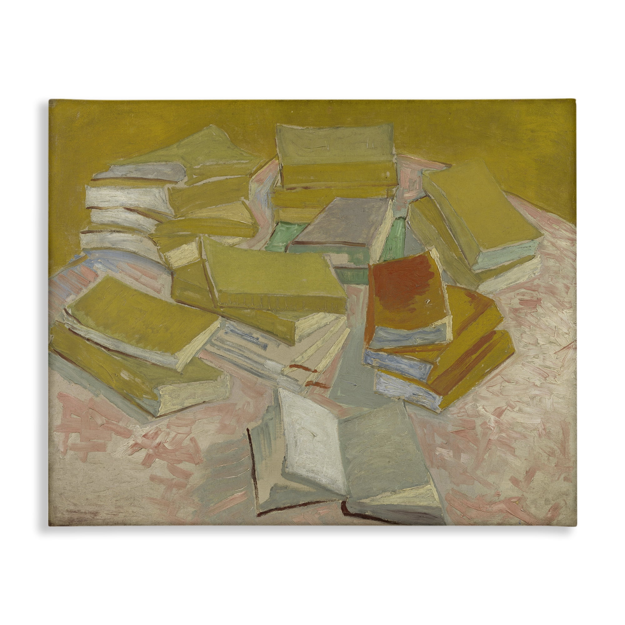 Stupell Industries Classical Piles of French Novels Education Painting Wrapped Canvas Art Print Wall Art, 30 x 24