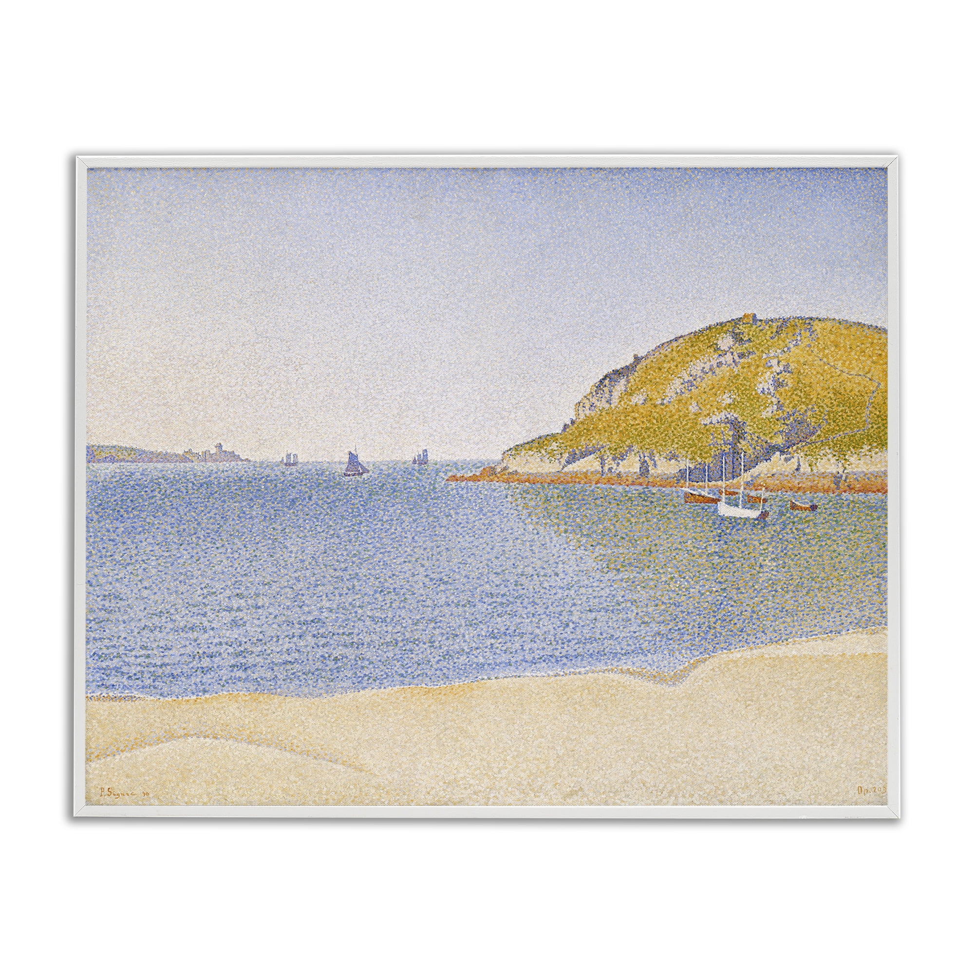 Stupell Industries Classical Signac Port Painting Landscape & Nature Painting White Framed Art Print Wall Art, 20 x 16