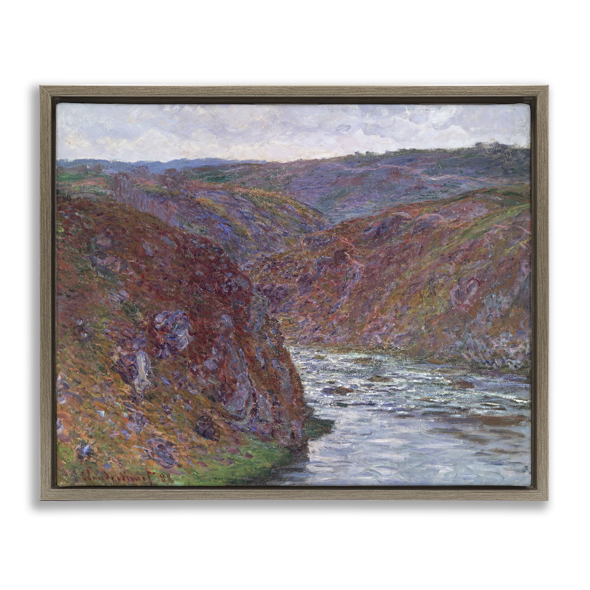 Stupell Industries Classical Valley of Creuse Landscape & Nature Painting Brown Floater Framed Canvas Art Print Wall Art, 21 x 17