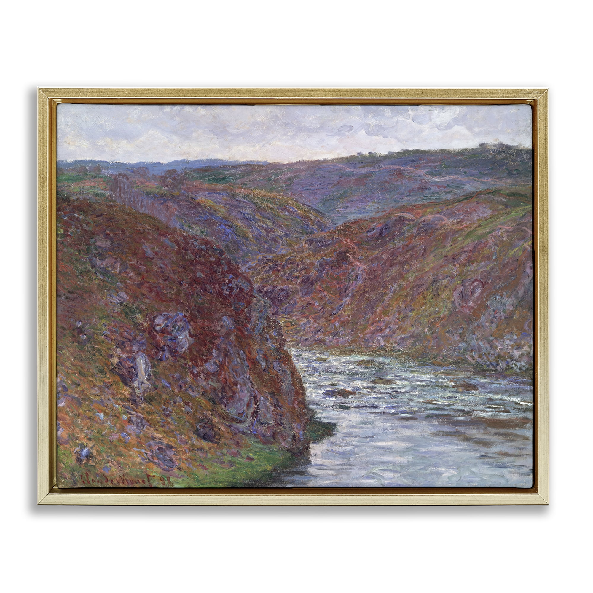 Stupell Industries Classical Valley of Creuse Landscape & Nature Painting Gold Floater Framed Canvas Art Print Wall Art, 31 x 25