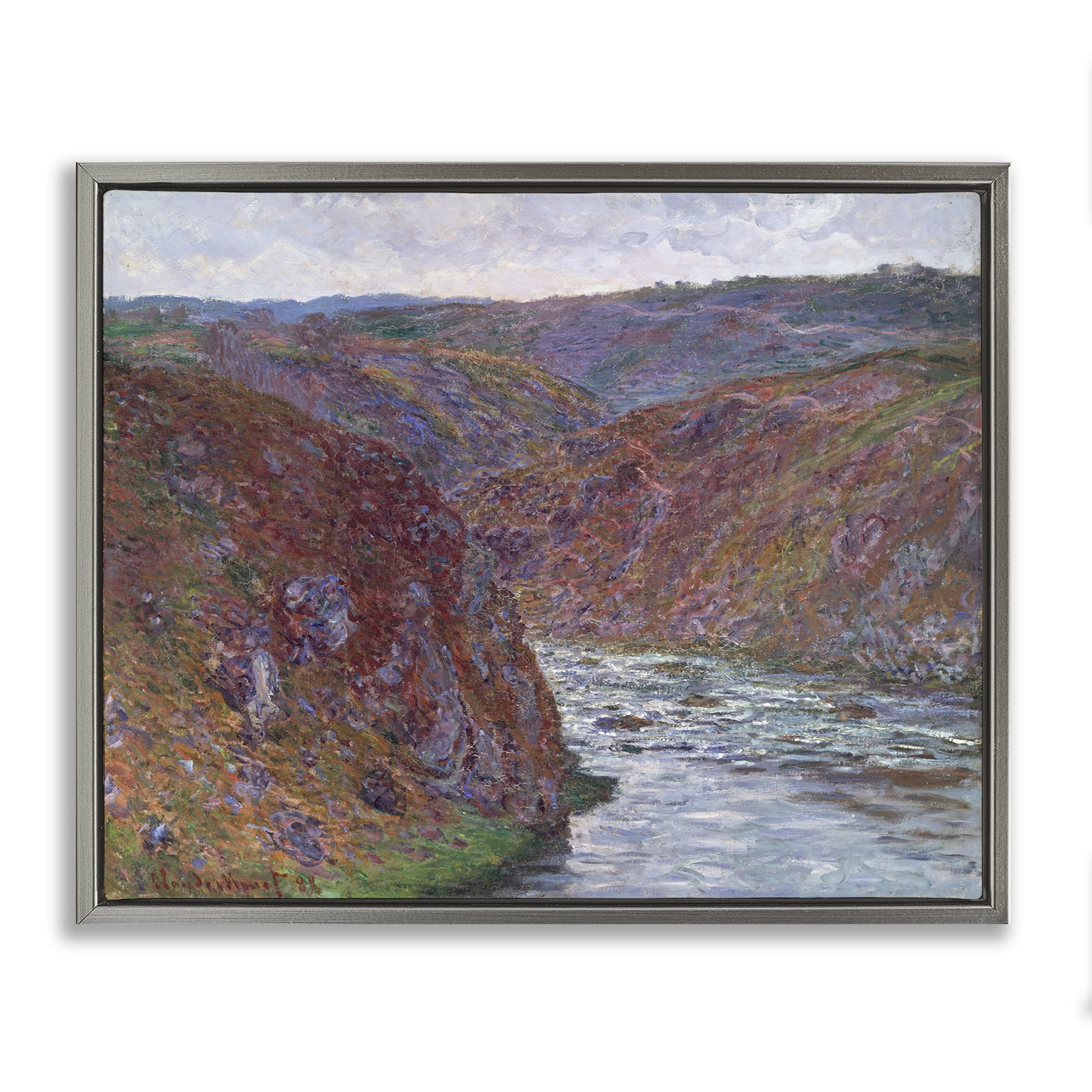 Stupell Industries Classical Valley of Creuse Landscape & Nature Painting Gray Floater Framed Canvas Art Print Wall Art, 31 x 25