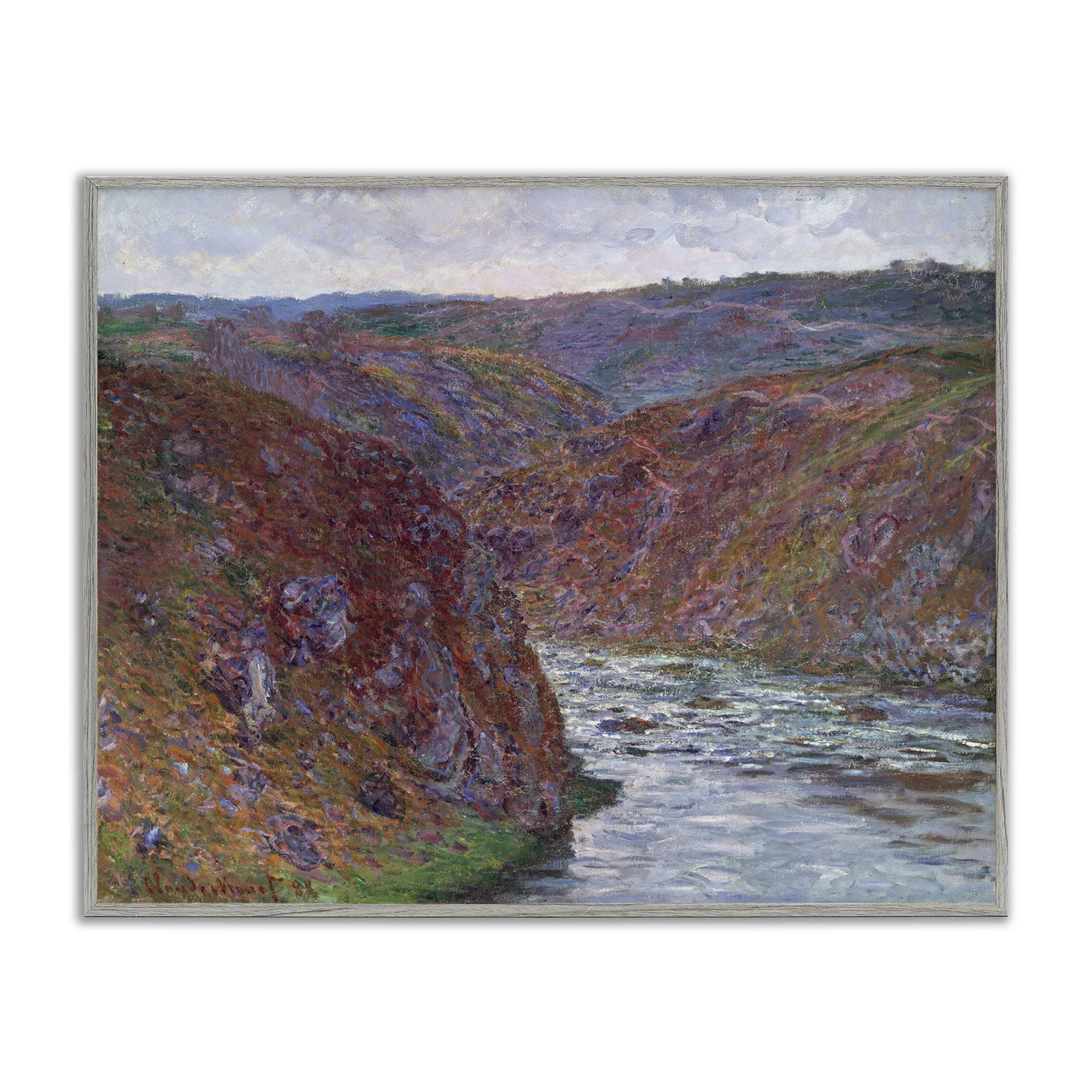 Stupell Industries Classical Valley of Creuse Landscape & Nature Painting Gray Framed Art Print Wall Art, 30 x 24