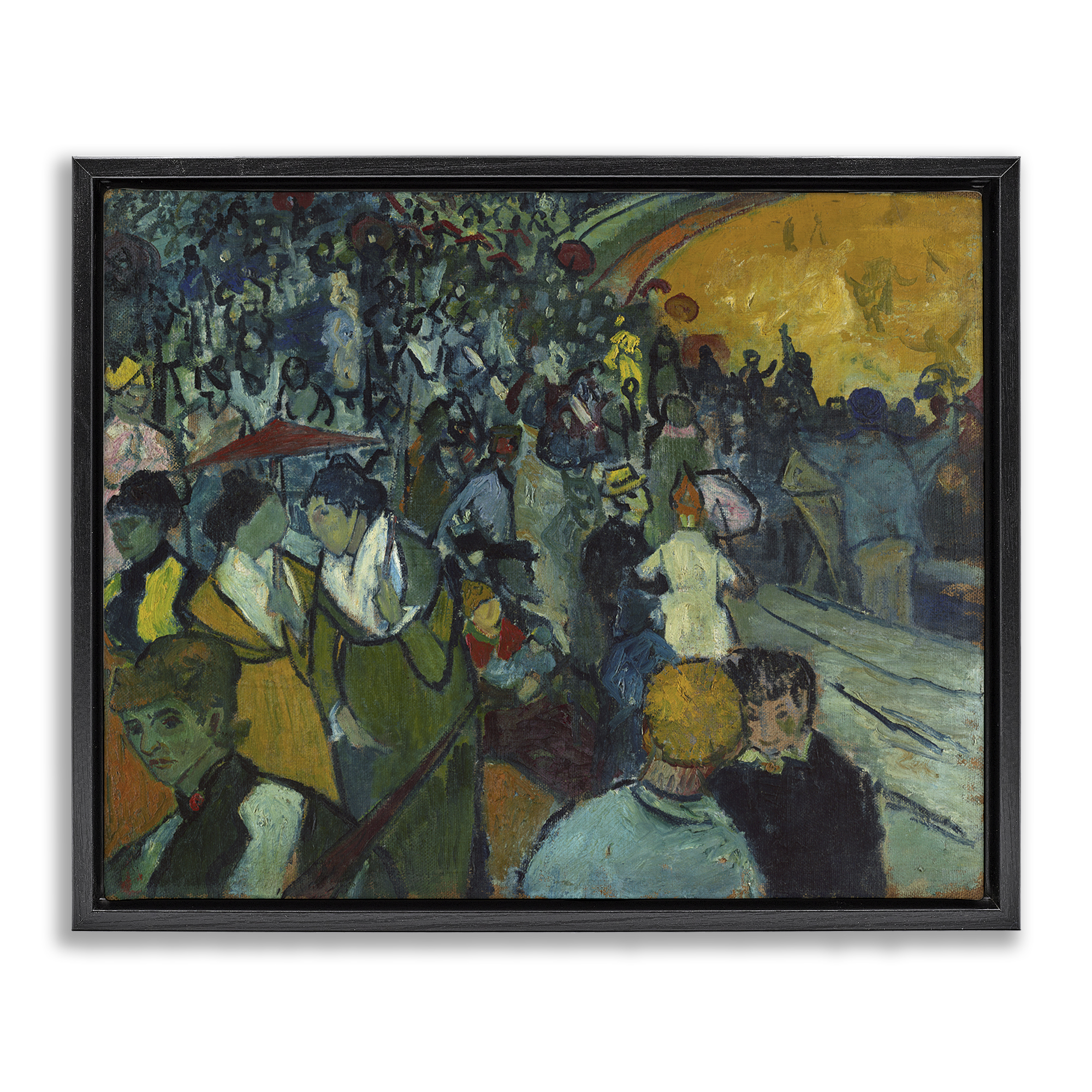 Stupell Industries Classical Van Gogh Arena People Painting Black Floater Framed Canvas Art Print Wall Art, 21 x 17