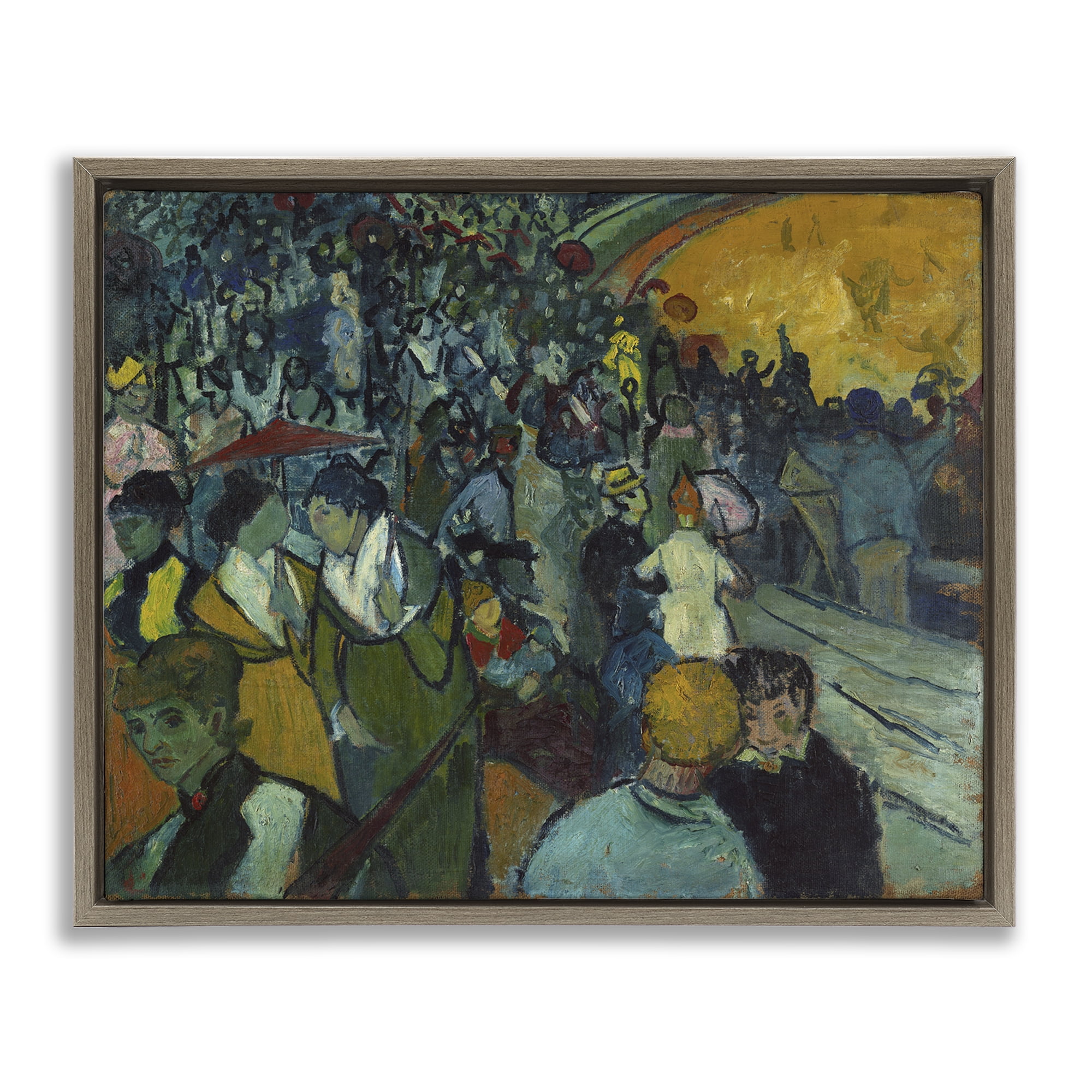 Stupell Industries Classical Van Gogh Arena People Painting Brown Floater Framed Canvas Art Print Wall Art, 31 x 25
