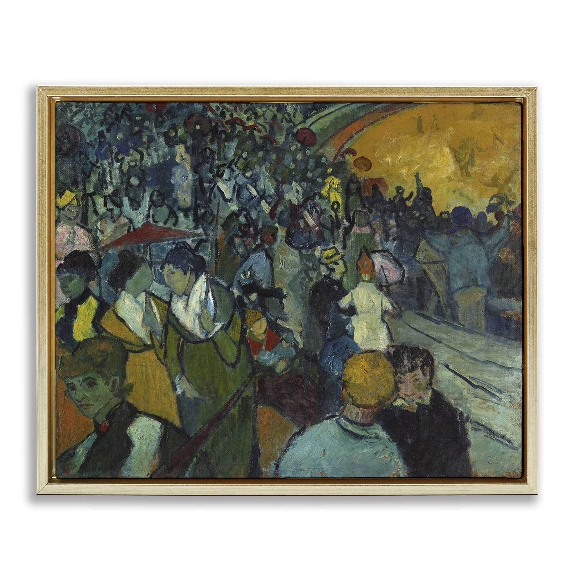 Stupell Industries Classical Van Gogh Arena People Painting Gold Floater Framed Canvas Art Print Wall Art, 21 x 17