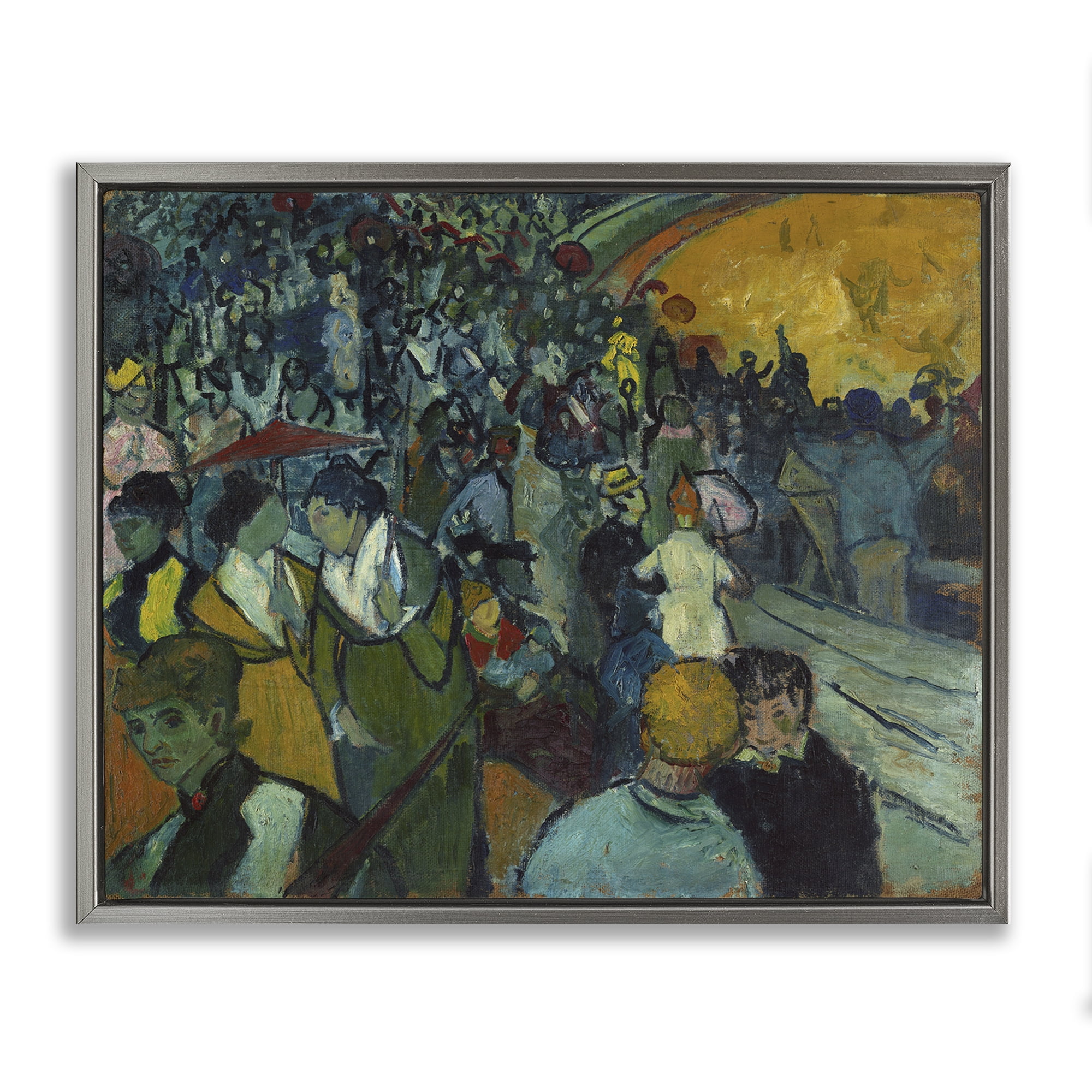 Stupell Industries Classical Van Gogh Arena People Painting Gray Floater Framed Canvas Art Print Wall Art, 31 x 25